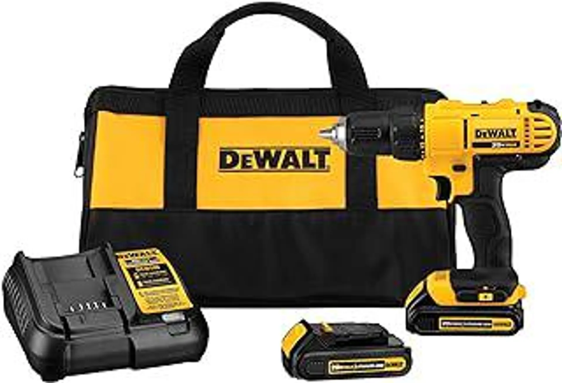 DEWALT 20V Max Cordless Drill / Driver Kit, Compact, 1/2-Inch (DCD771C2), Dewalt Yellow