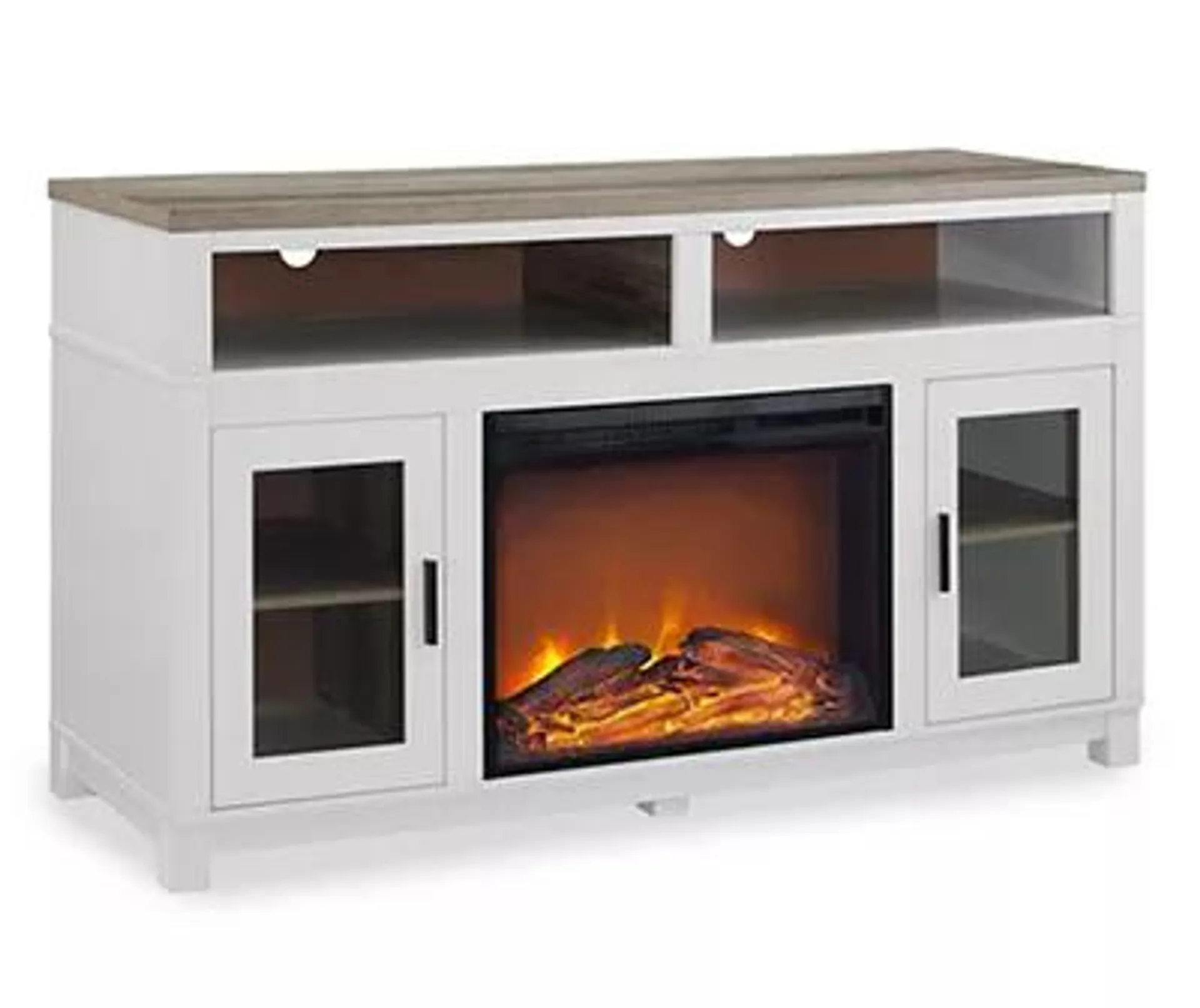 54" Bridgeport White Glass Door Electric Fireplace Console