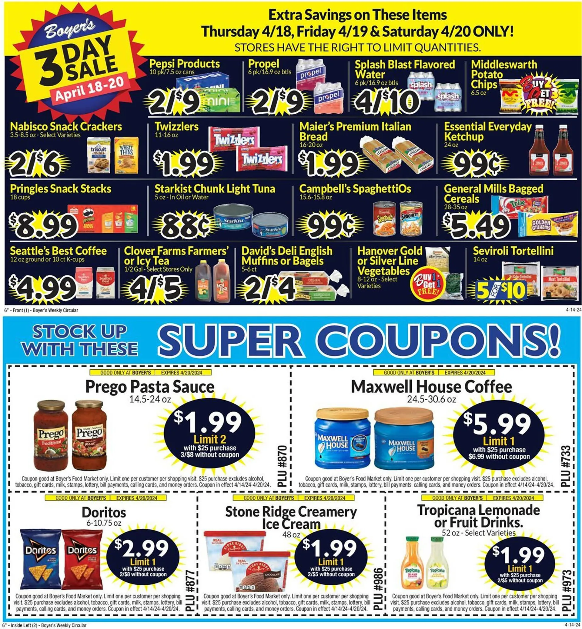 Weekly ad Boyer's Food Markets Weekly Ad from April 14 to April 20 2024 - Page 1