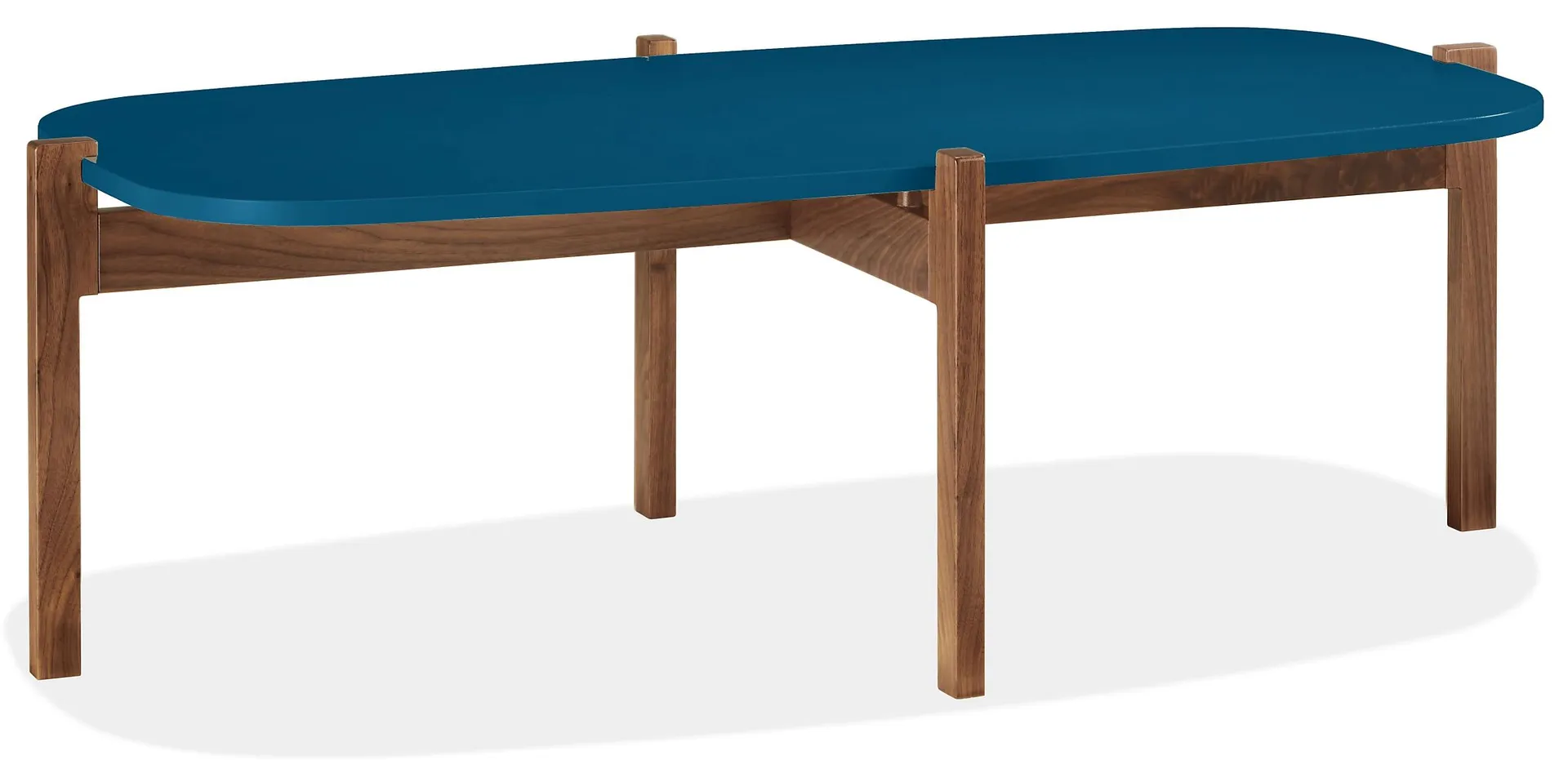 Kavala 51w 27d 16h Oval Coffee Table in Sapphire with Walnut Base