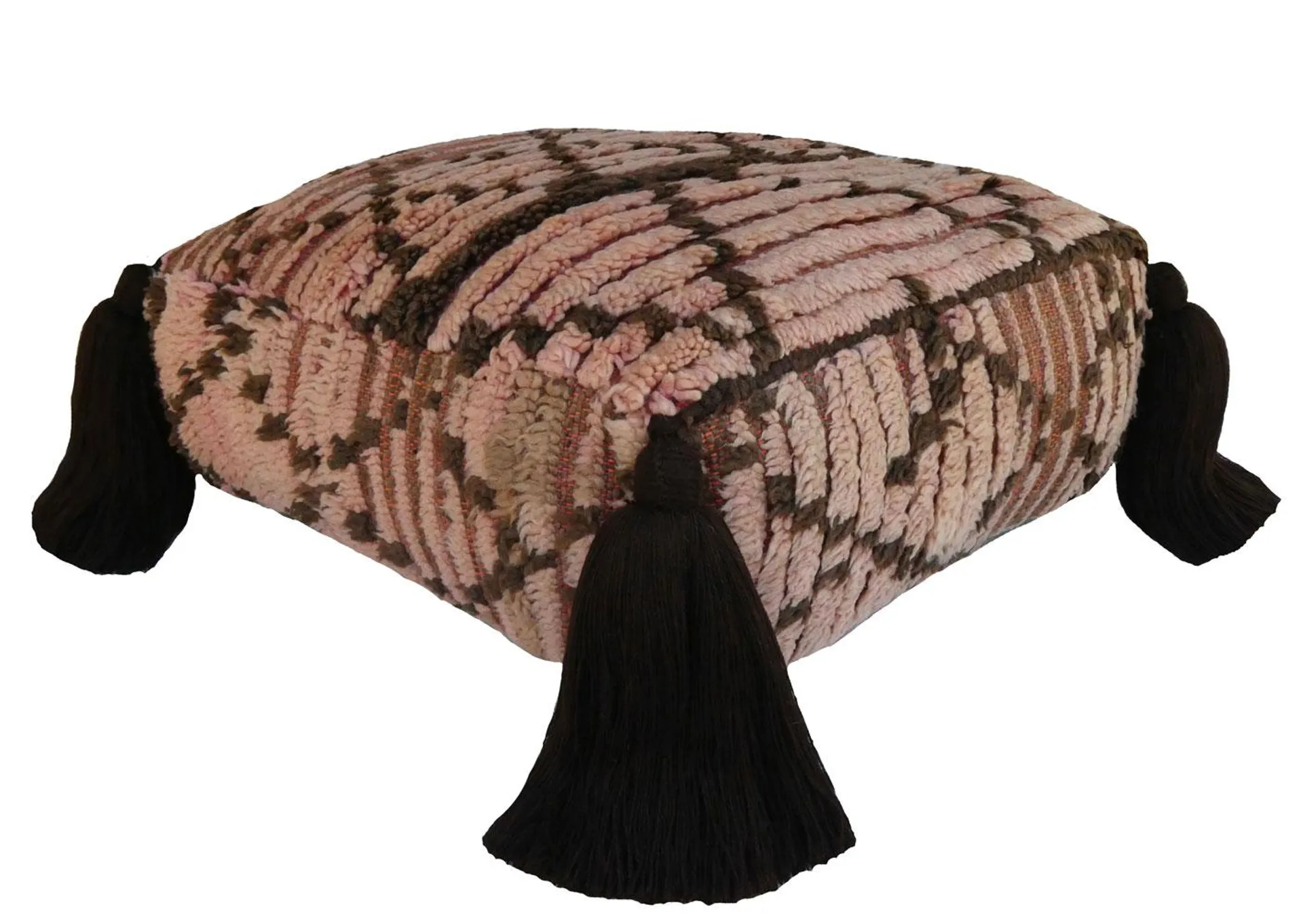 Blush and Brown Moroccan Pouf