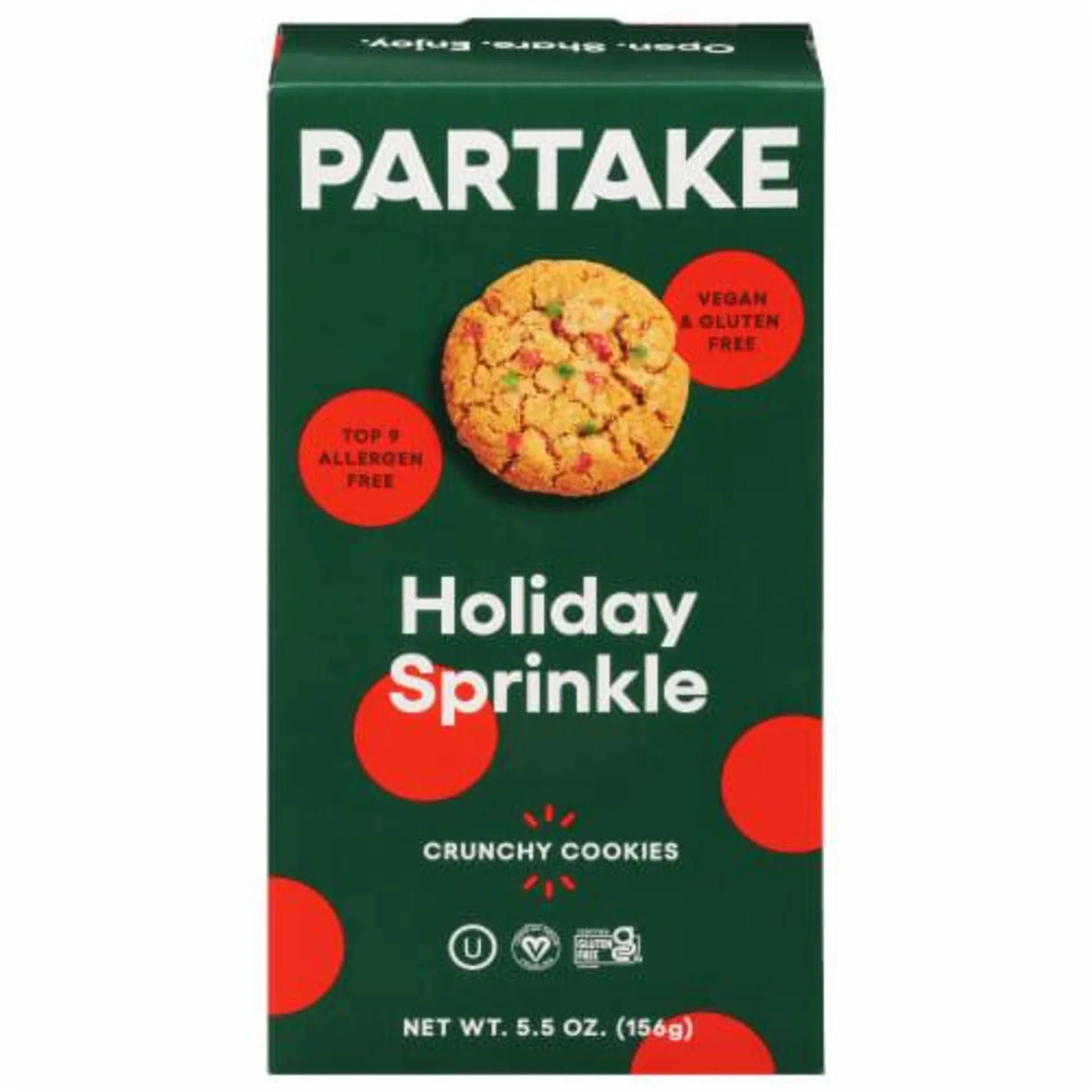Partake Foods Vegan Crunchy Holiday Sprinkle Cookies