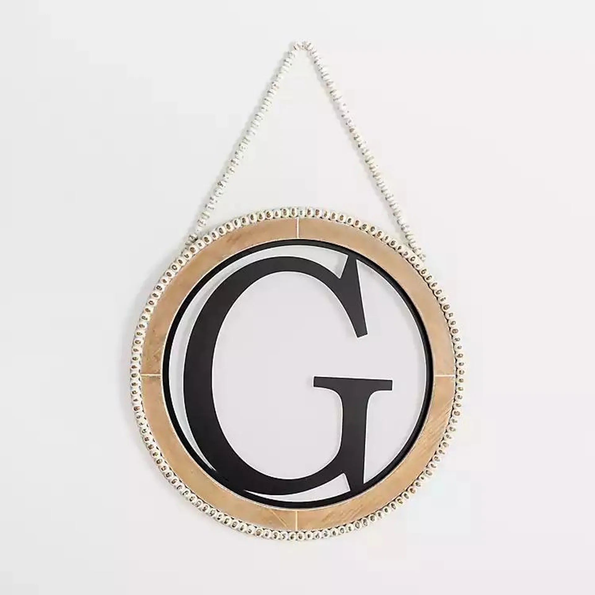 Whitewash Bead Trim Monogram G Plaque