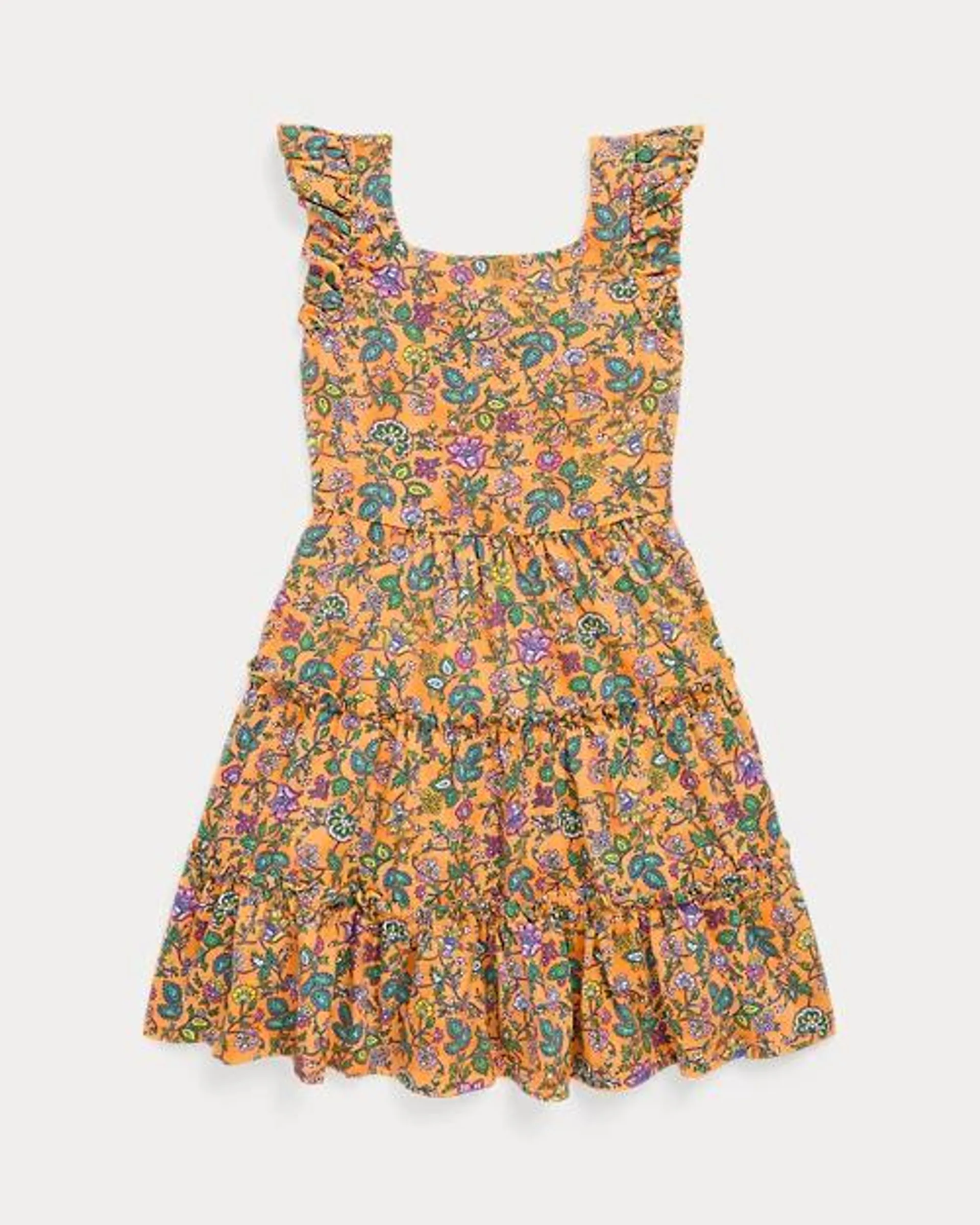 Floral Ruffled Cotton Jersey Dress
