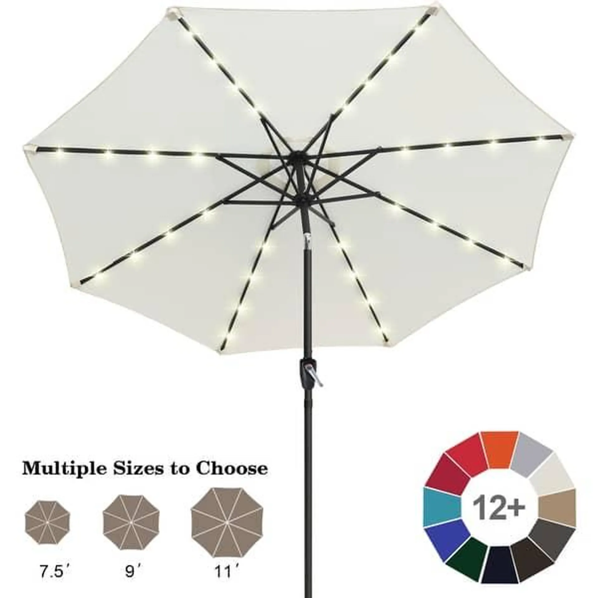 ABCCANOPY 9FT Outdoor Patio Solar Umbrella with 32LED Lights