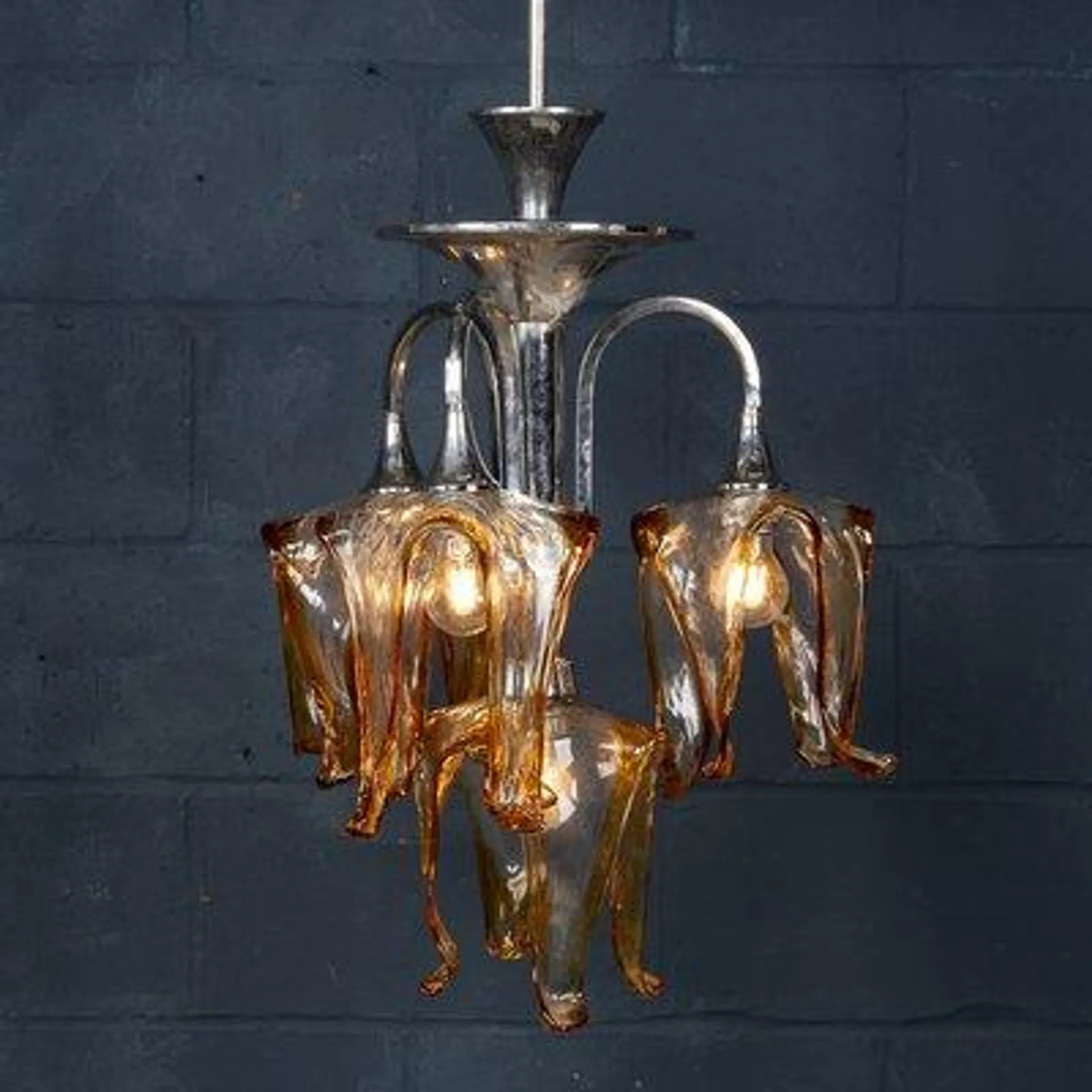 Italian 4-Light Chandelier by Mazzega, Murano, Venice, 1970s