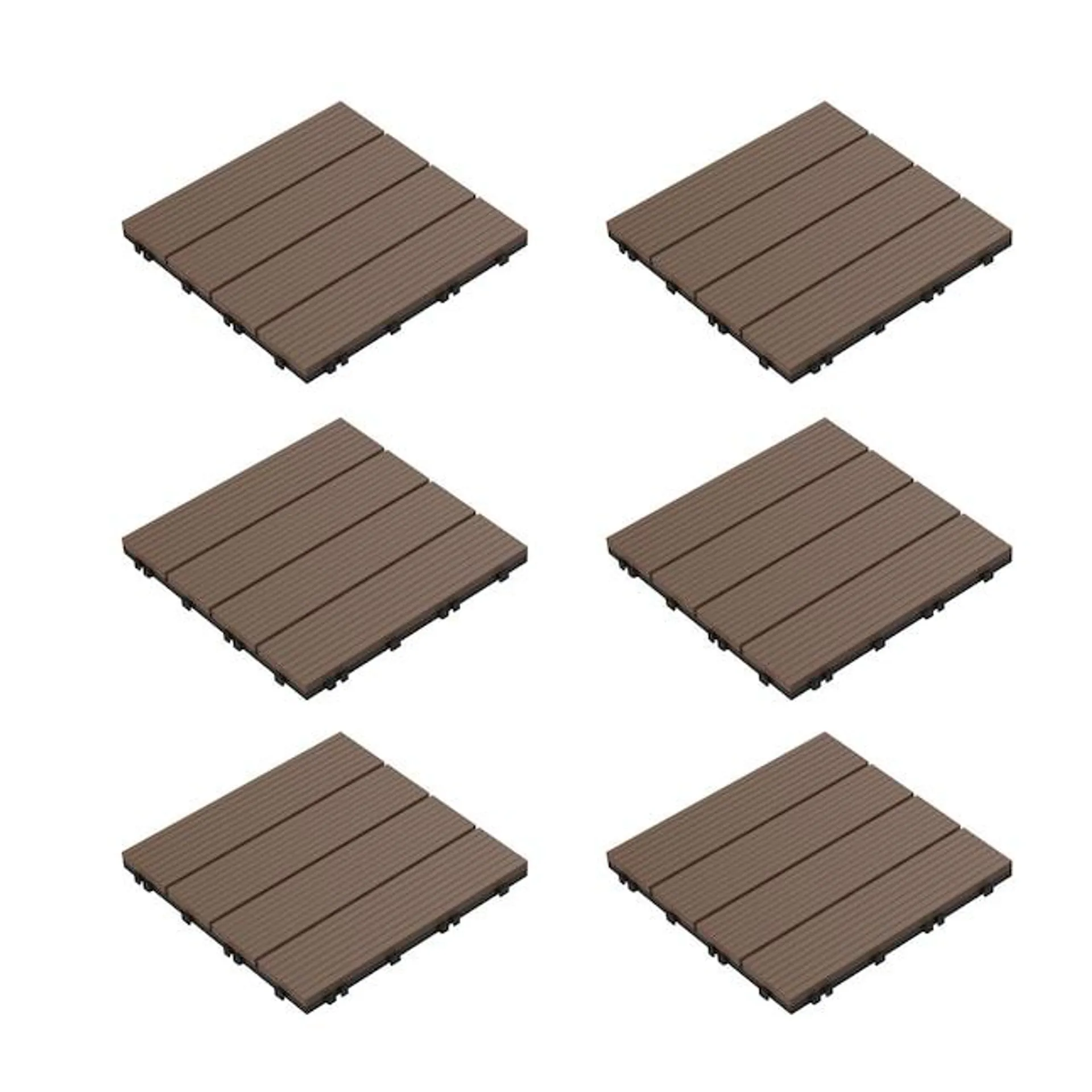 Nature Spring Brown Polymer Deck Tiles (6-Pack) for Decking, Porches, and Deck Stairs - Easy Snap-together Installation, Water and Insect Resistant