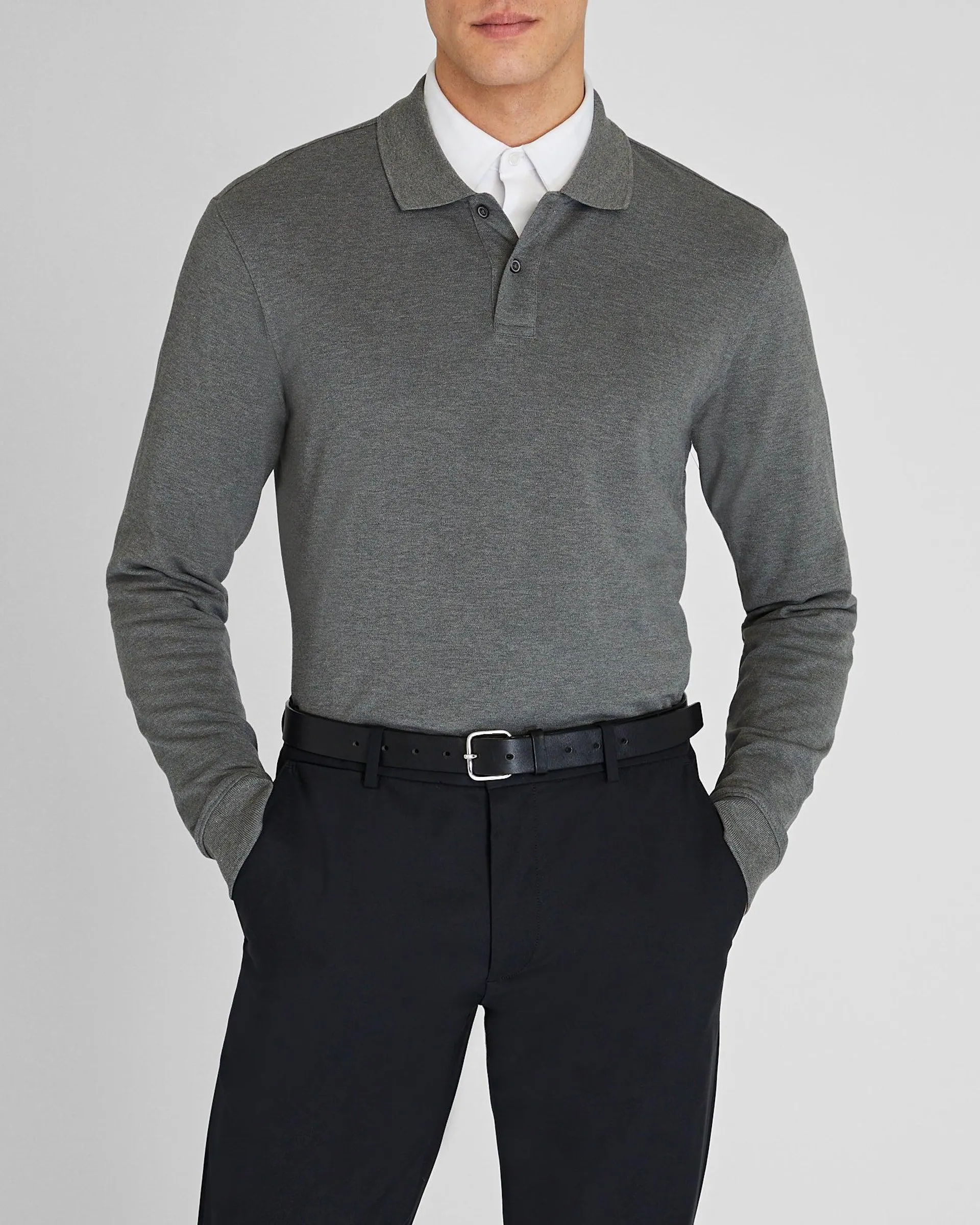 Long Sleeve Clean Piqué Polo