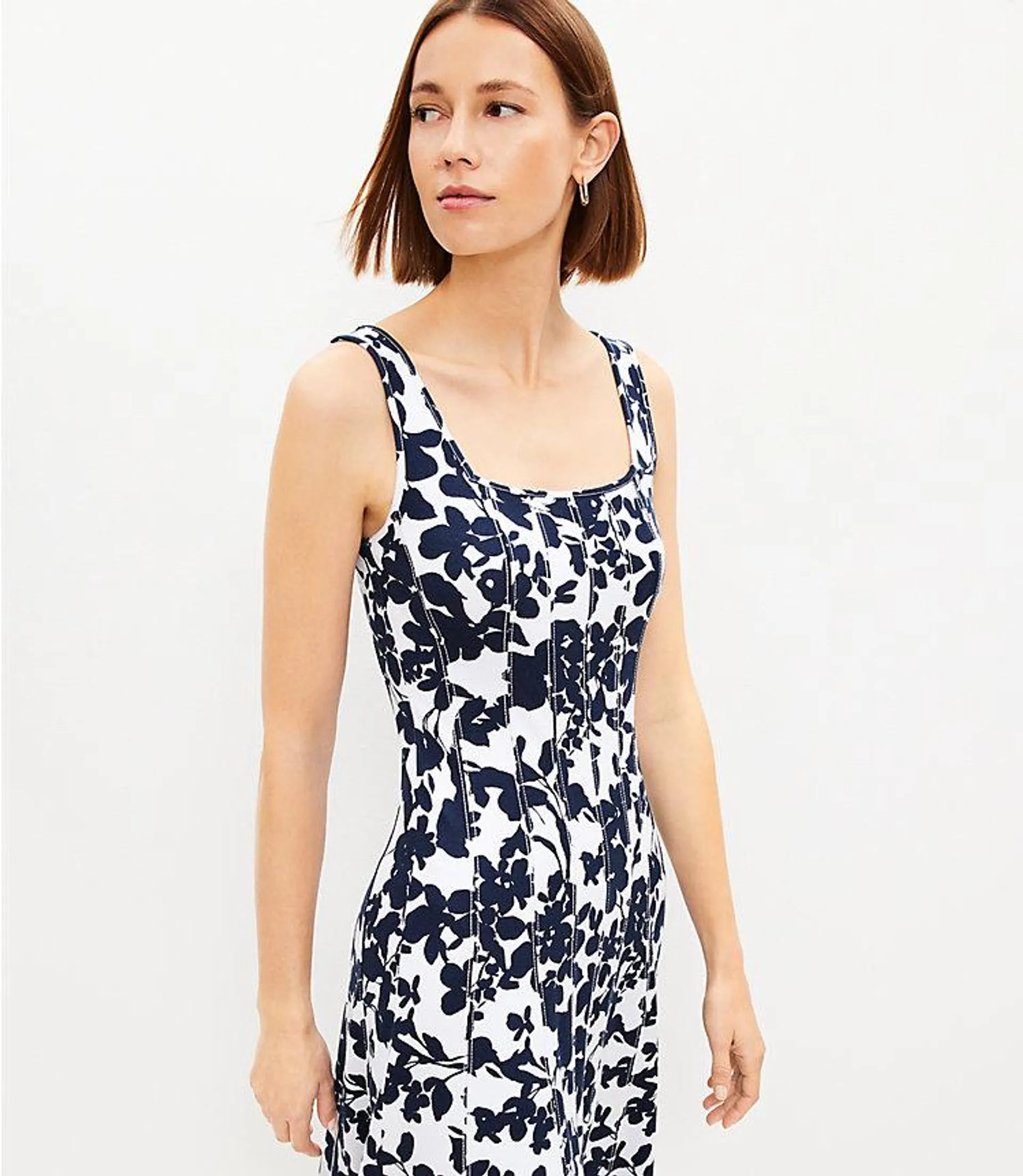 Forget Me Not Ponte Seamed Flare Midi Dress