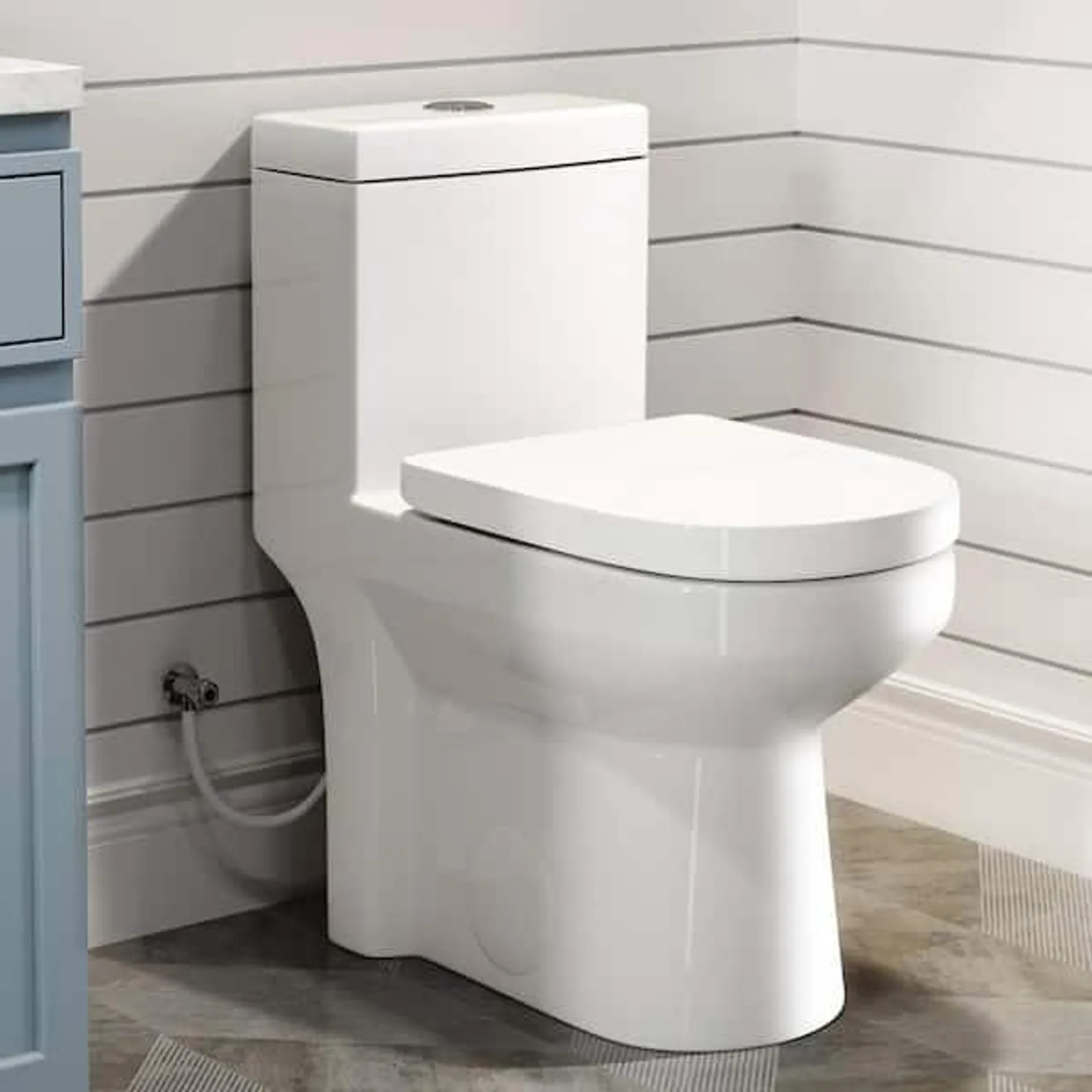 One-Piece 1.1/1.6 GPF Dual Flush Round Toilet in White Soft Close Seat Included