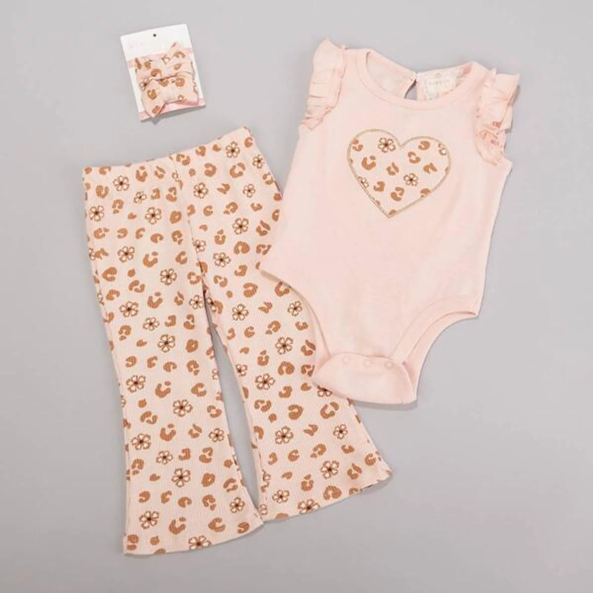 Baby Girl (12-24M) BTween® Heart Onesie & Flared Leggings Set