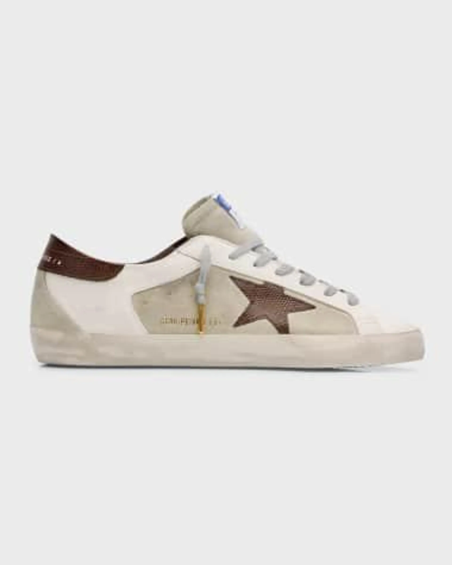 Men's Super-Star Leather Low-Top Sneakers with Lizard-Effect