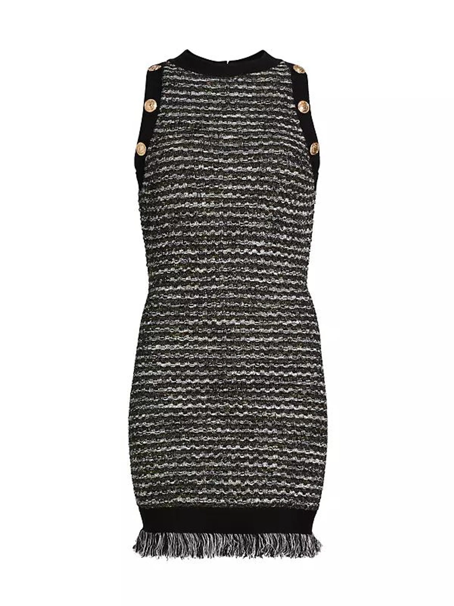 Fringe Tweed Sleeveless Minidress