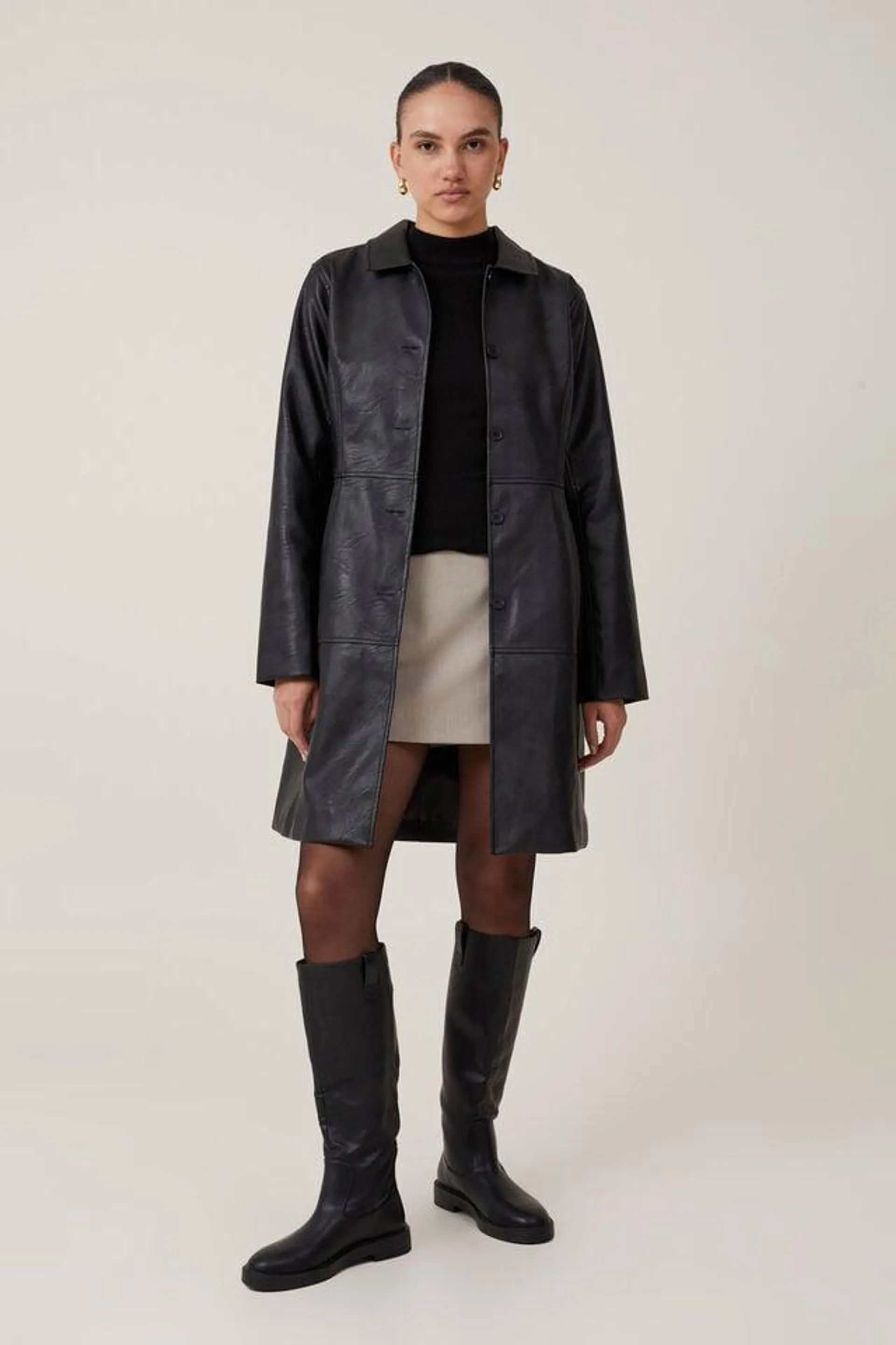 Kennedy Faux Leather Longline Jacket