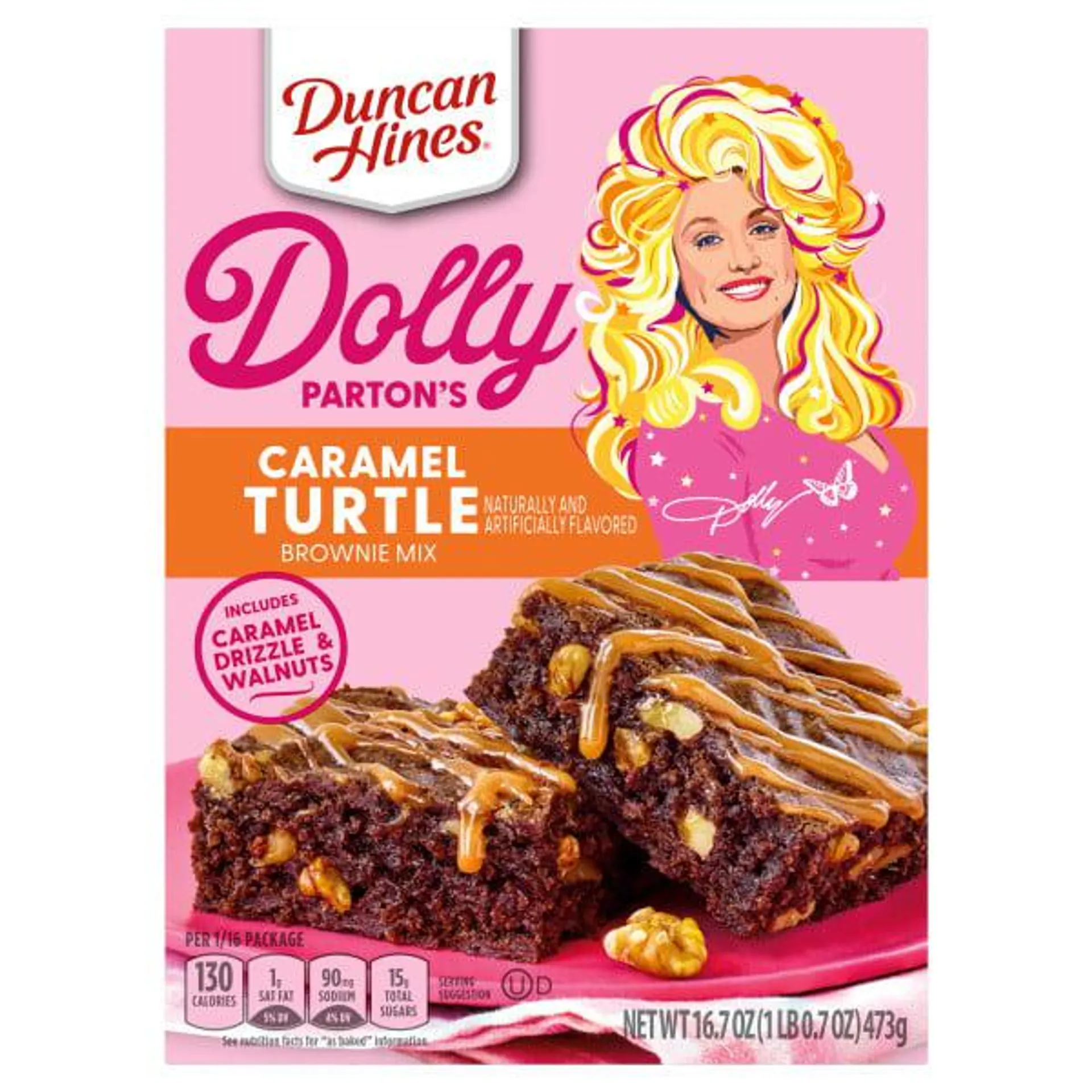 Duncan Hines Dolly Parton's Caramel Turtle Flavored Brownie Mix, 16.7 oz