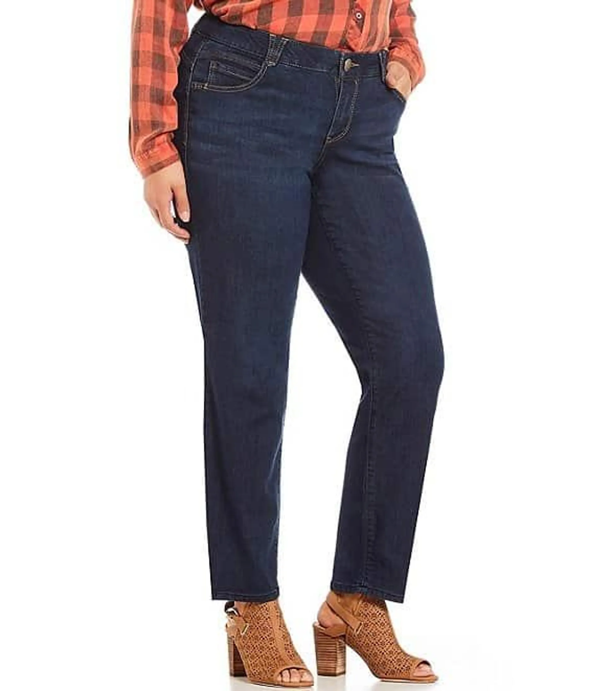 Plus Size "Ab"solution® Mid Rise Straight Leg Jeans