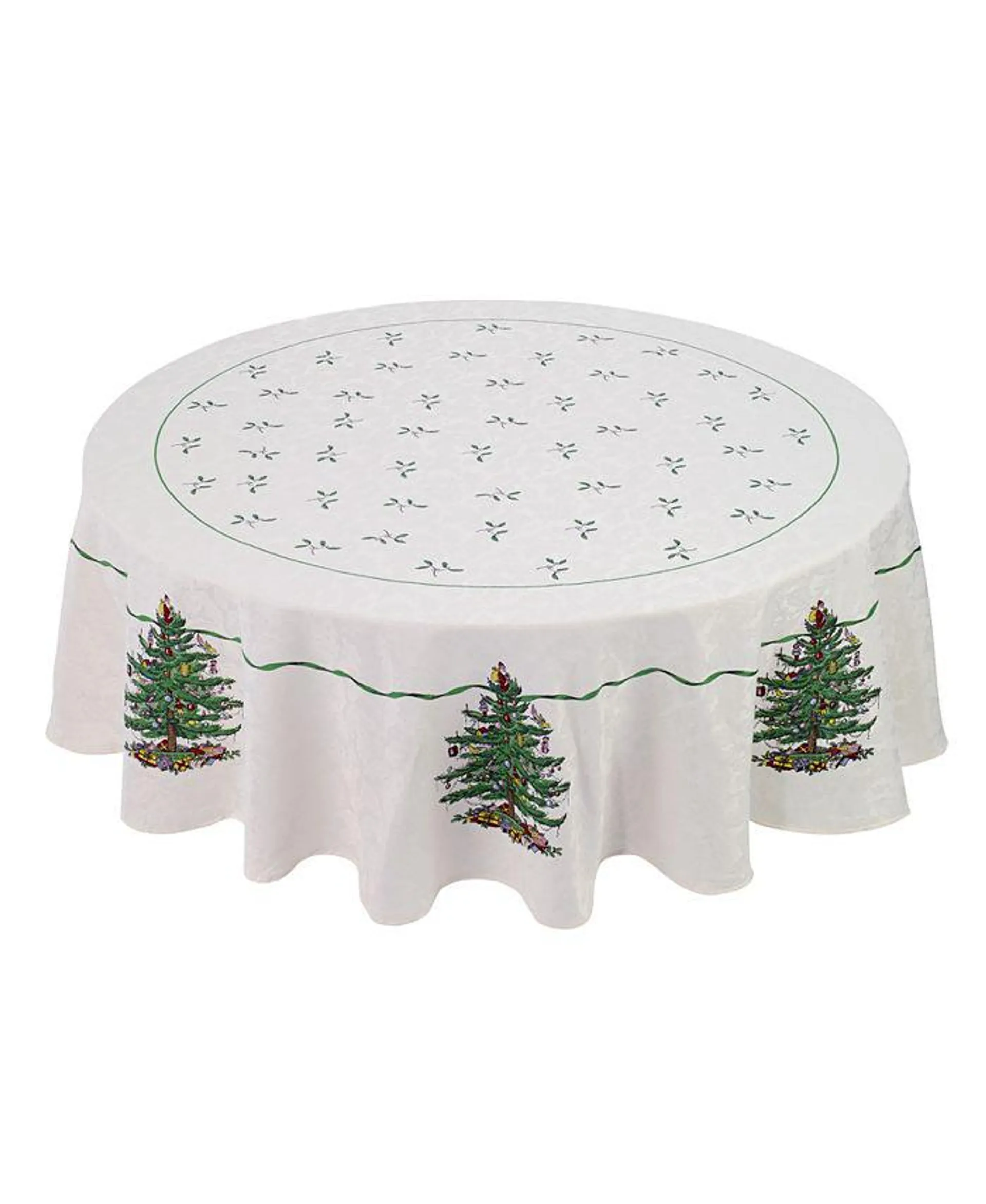 Christmas Tree Ivory 70" Round Tablecloth