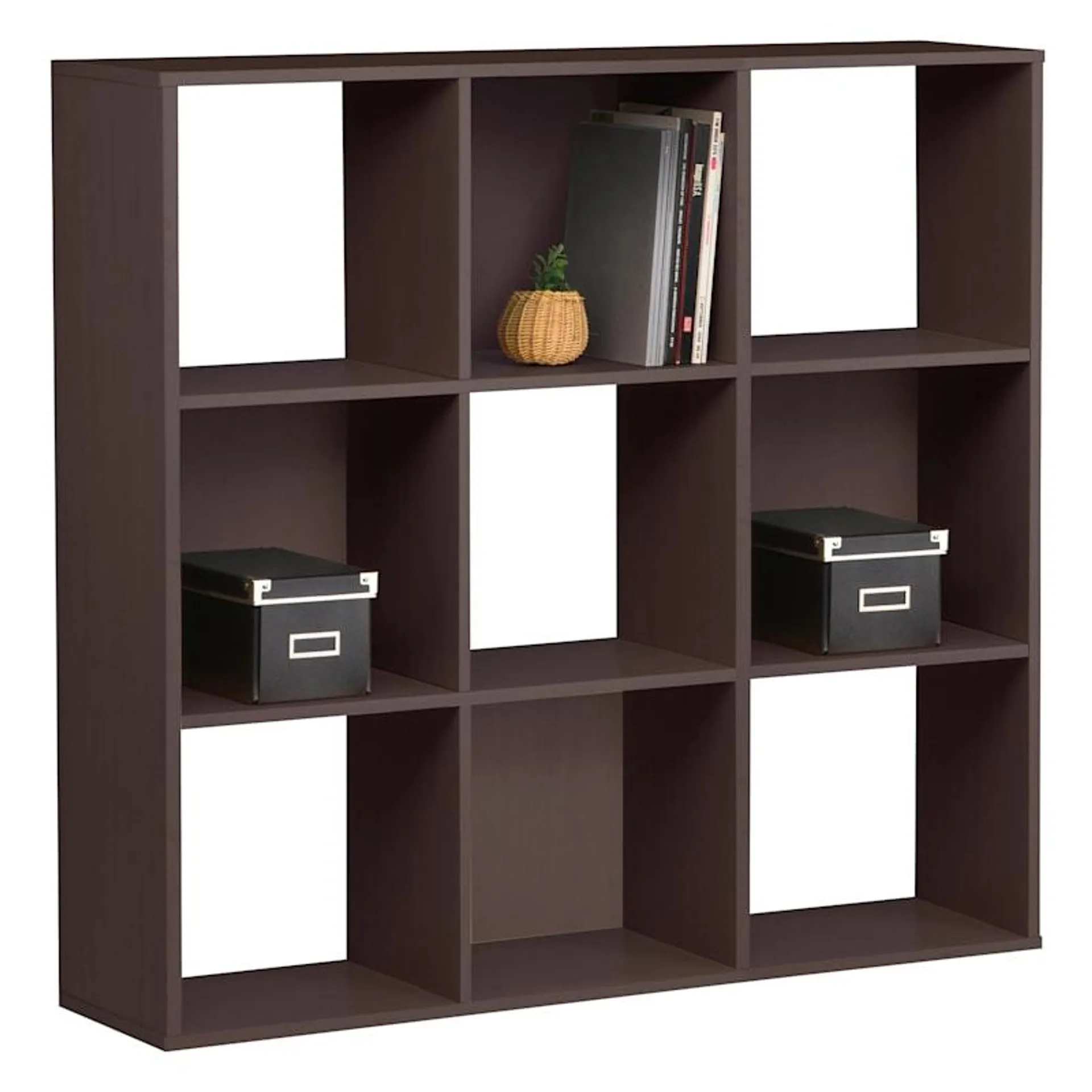 9-Cube Brown Wooden Organizer