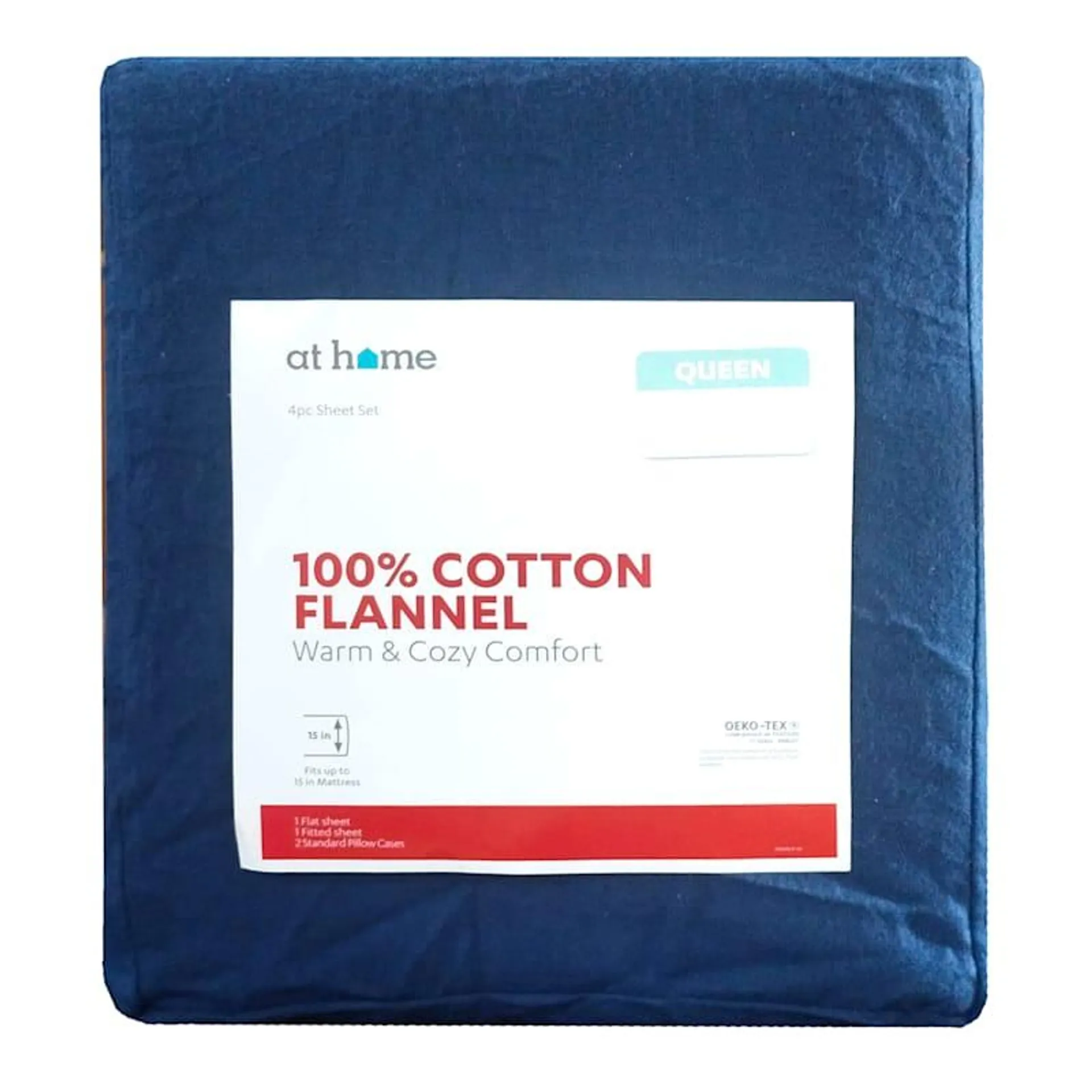 Solid Blue Flannel Sheet Set, Queen