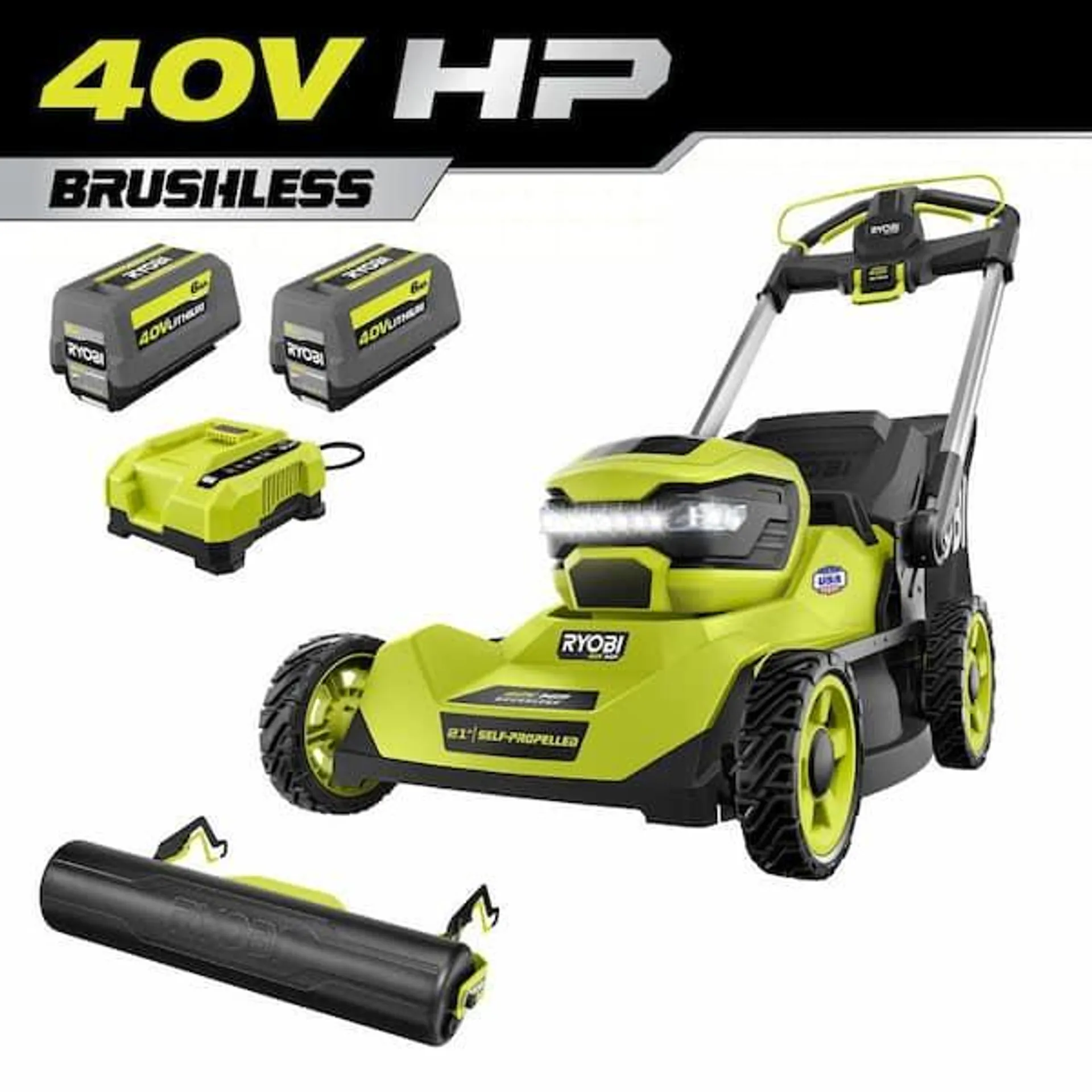 40V HP Brushless 21 in Cordless Walk Behind Self-Propelled Lawn Mower & Lawn Striper w/(2) 6.0 Ah Batteries and Charger