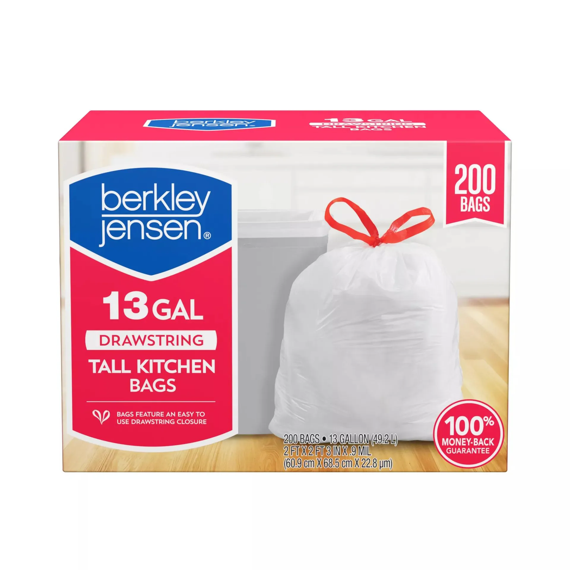 Berkley Jensen 13-Gal. Drawstring Tall Kitchen Bags, 200 ct.