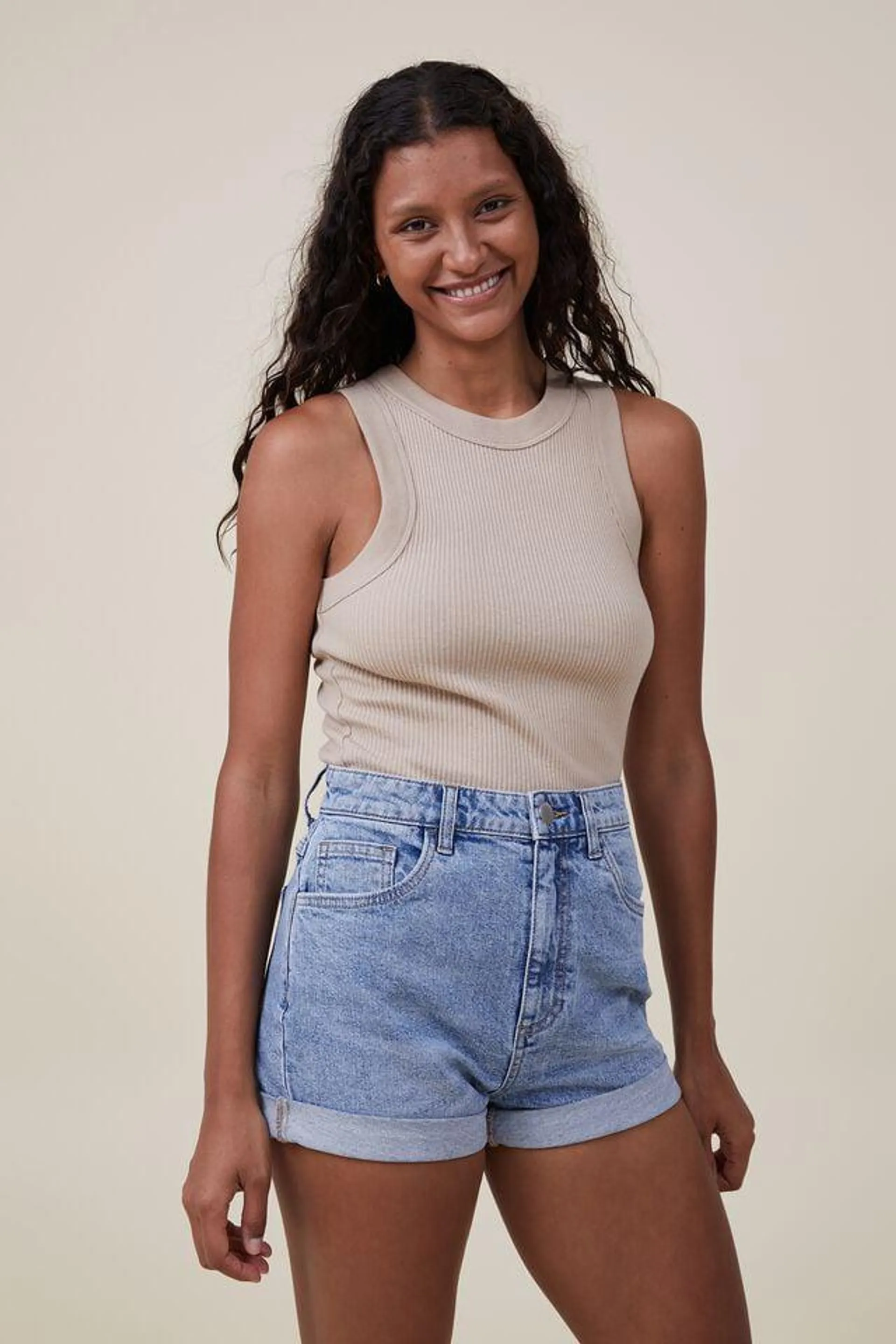 High Rise Classic Stretch Denim Short