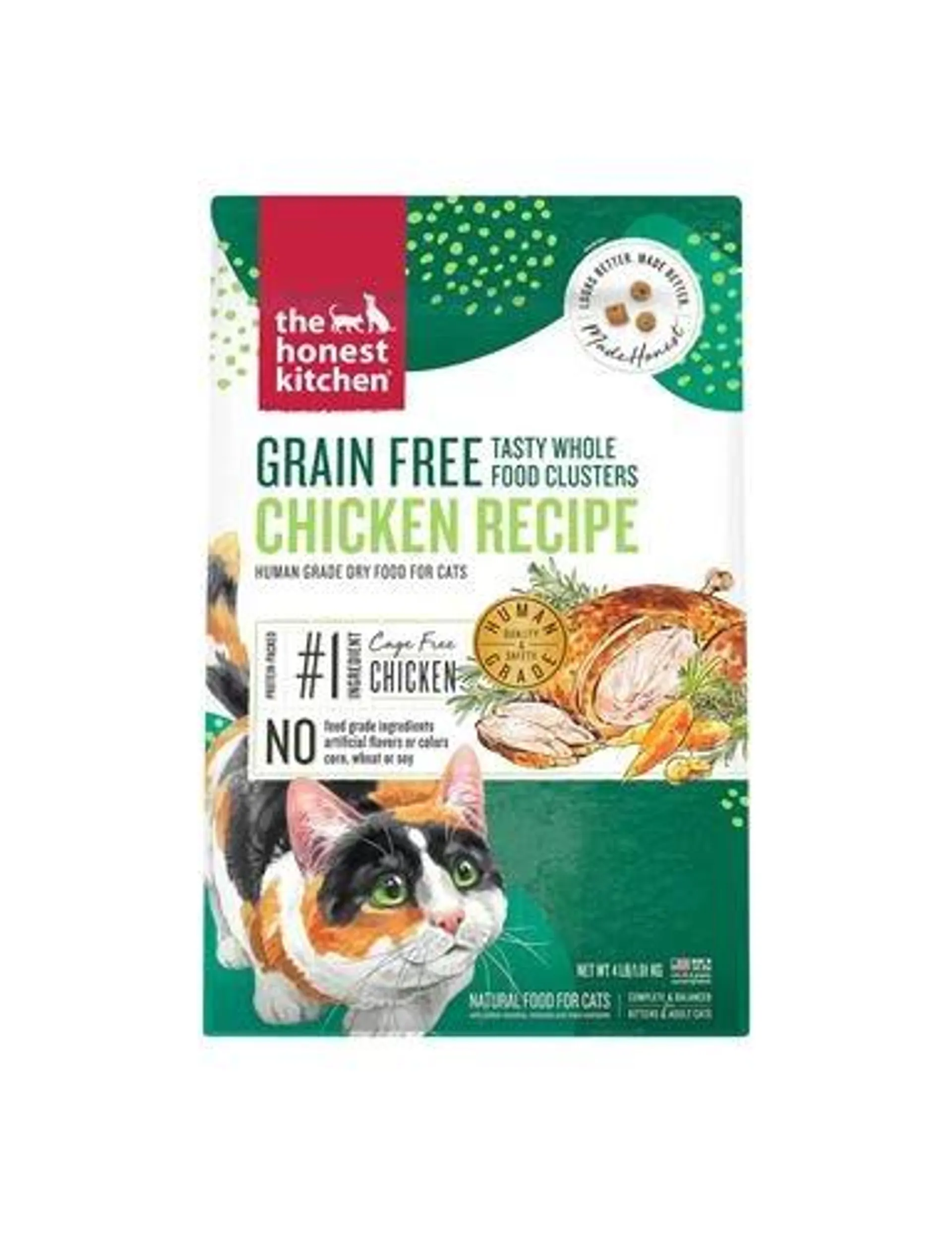 The Honest Kitchen Grain Free Whole Food Clusters Dry Cat Food, Chicken, 4 Pounds