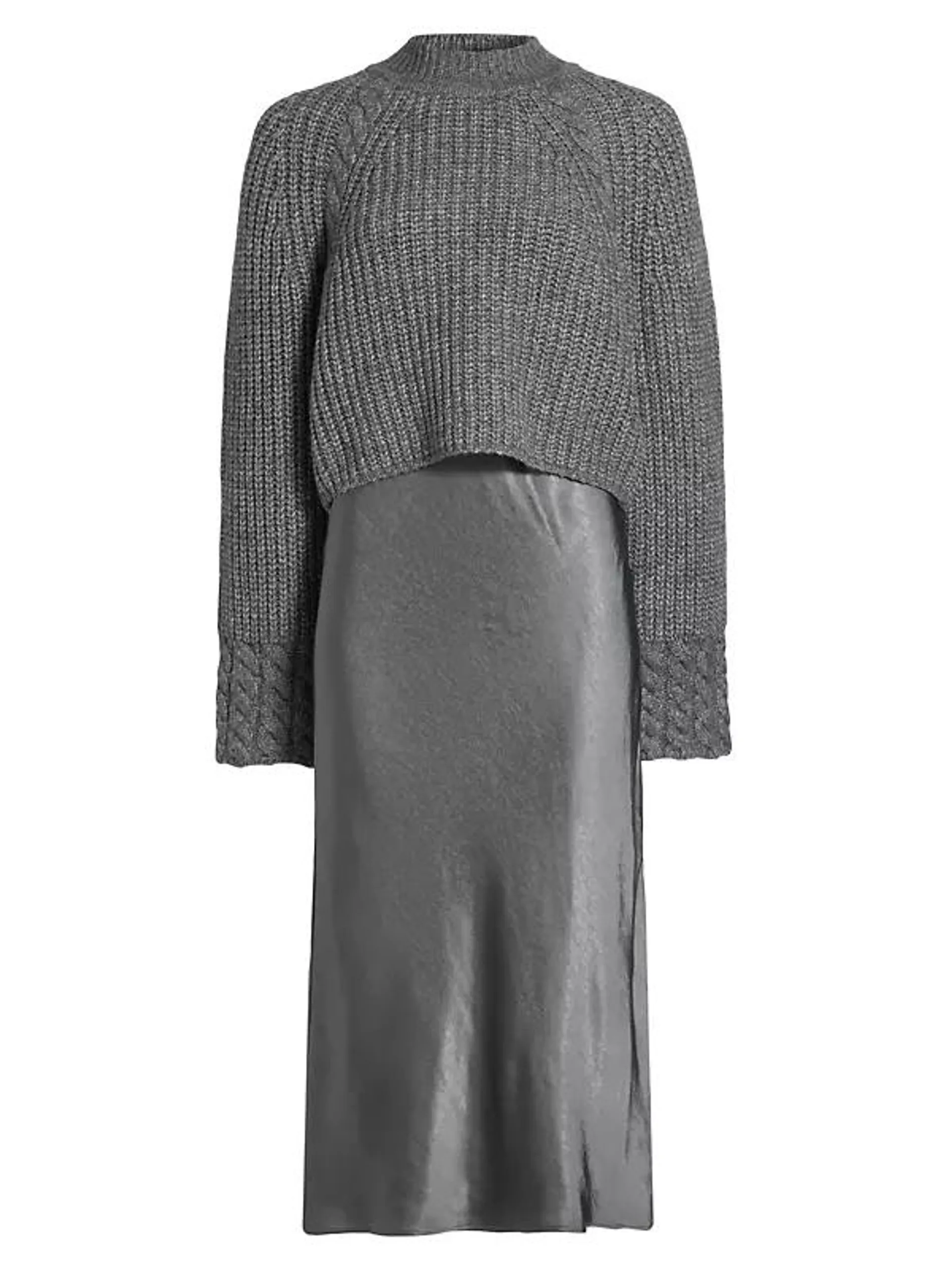 Kaz Wool-Blend Layered Midi-Dress