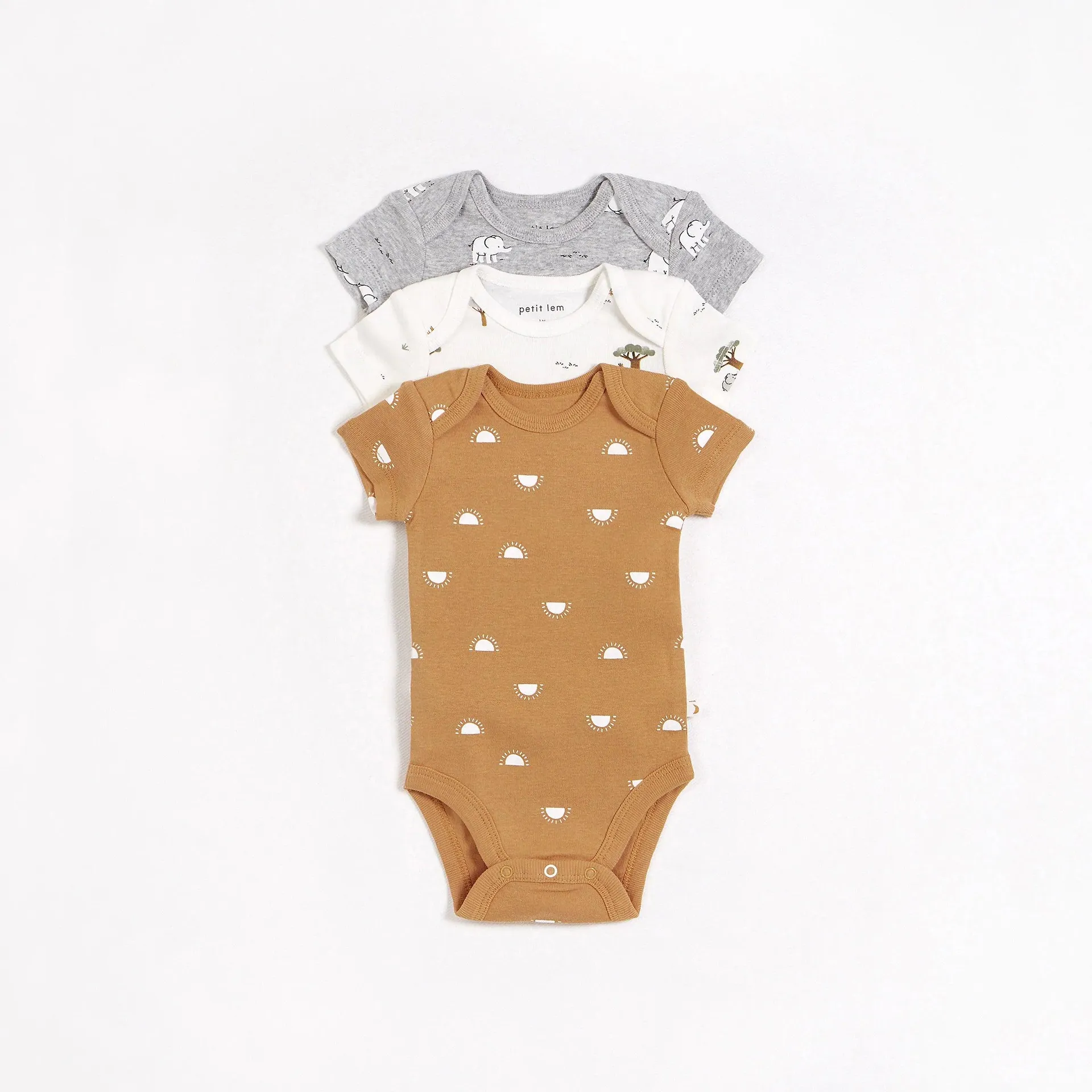 Petit Lem Safari 3 Pack Bodysuits