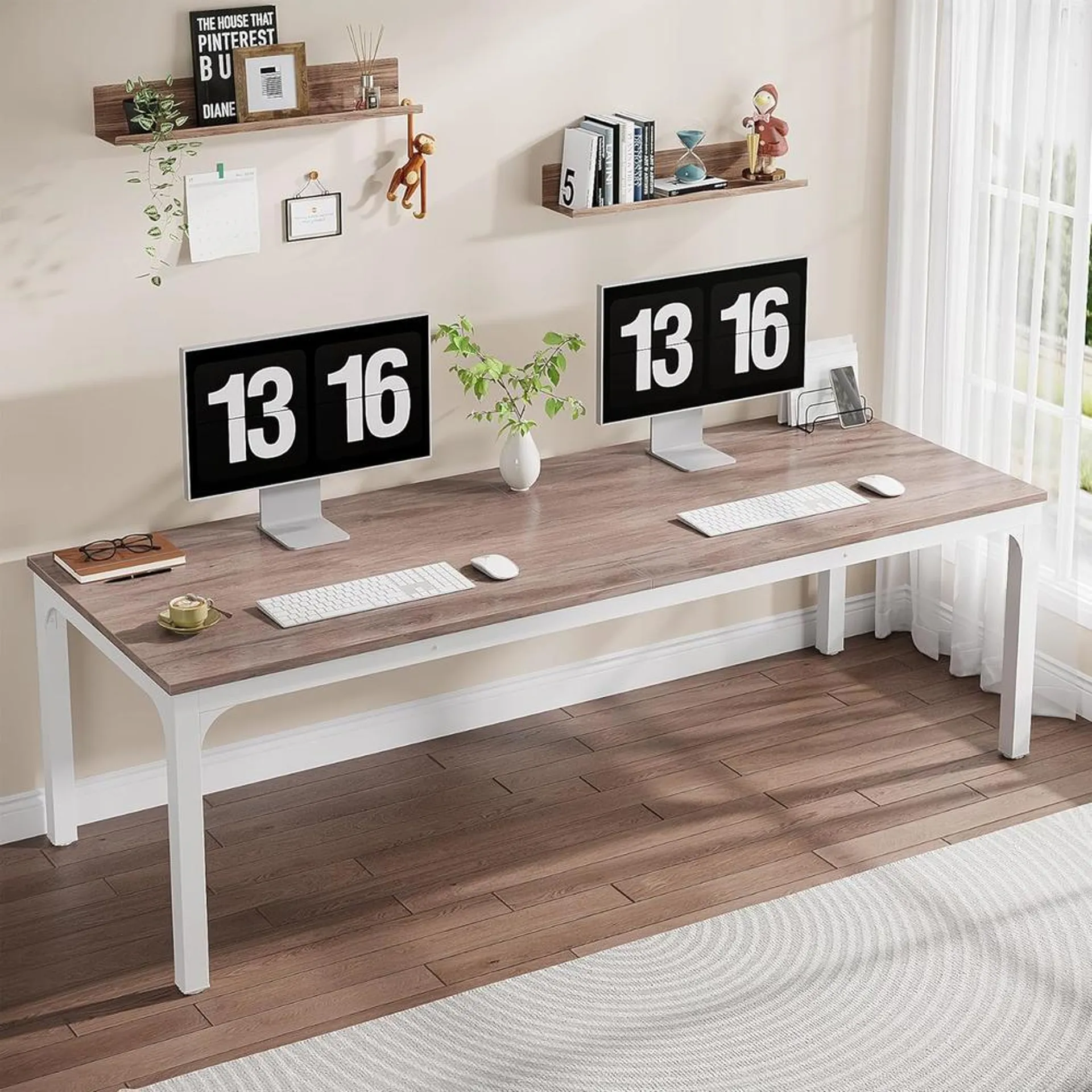 Tribesigns 2-Person Home Office Desk, 78.7" Extra Long Computer Desk, Double Workstation for Home Office