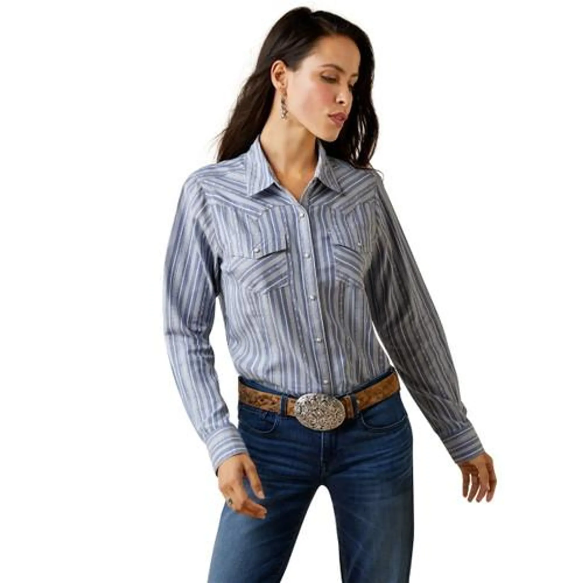 Ariat Womens Windward Dobby Stripe Long Sleeve Shirt
