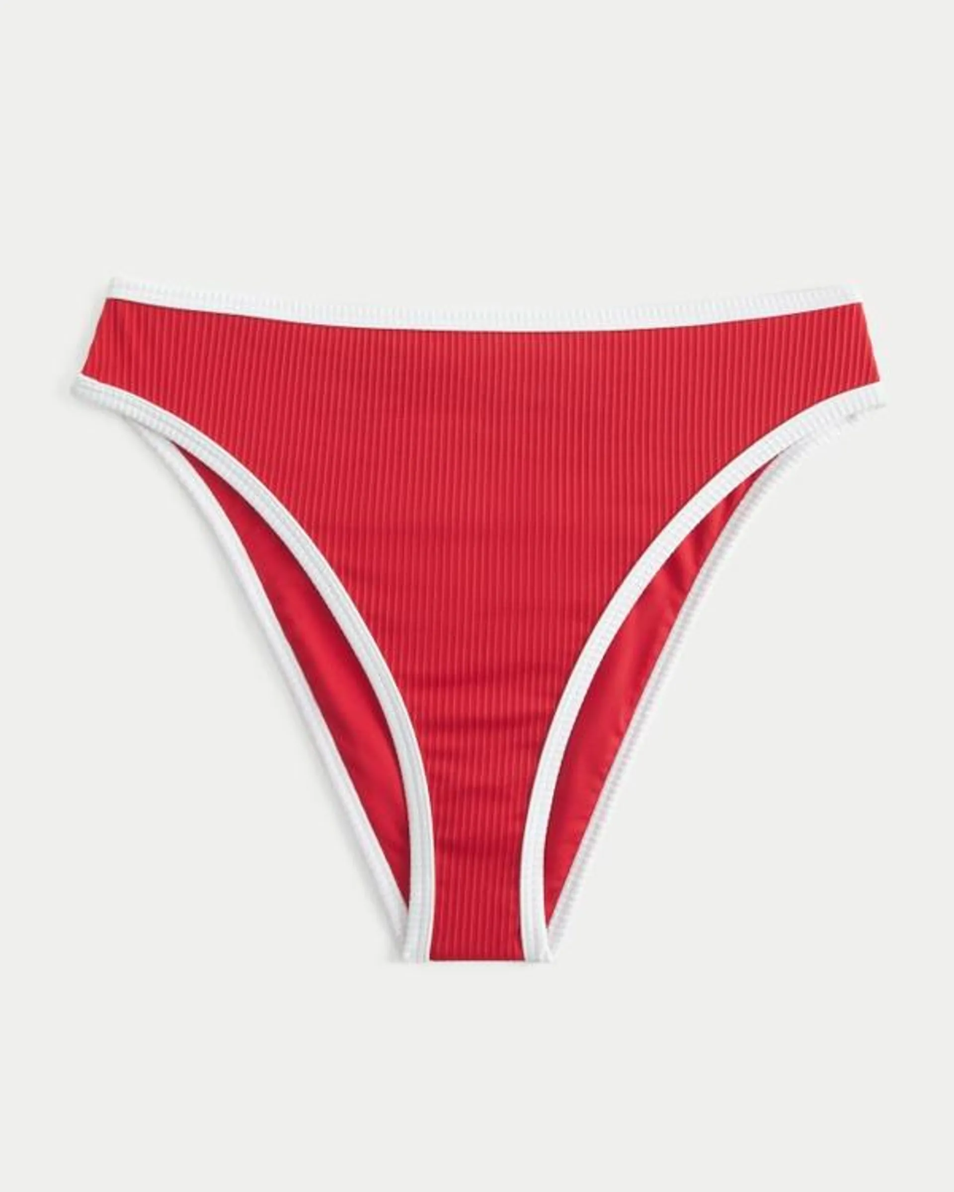 Curvy High-Leg High-Waist Ribbed Cheeky Bikini Bottom