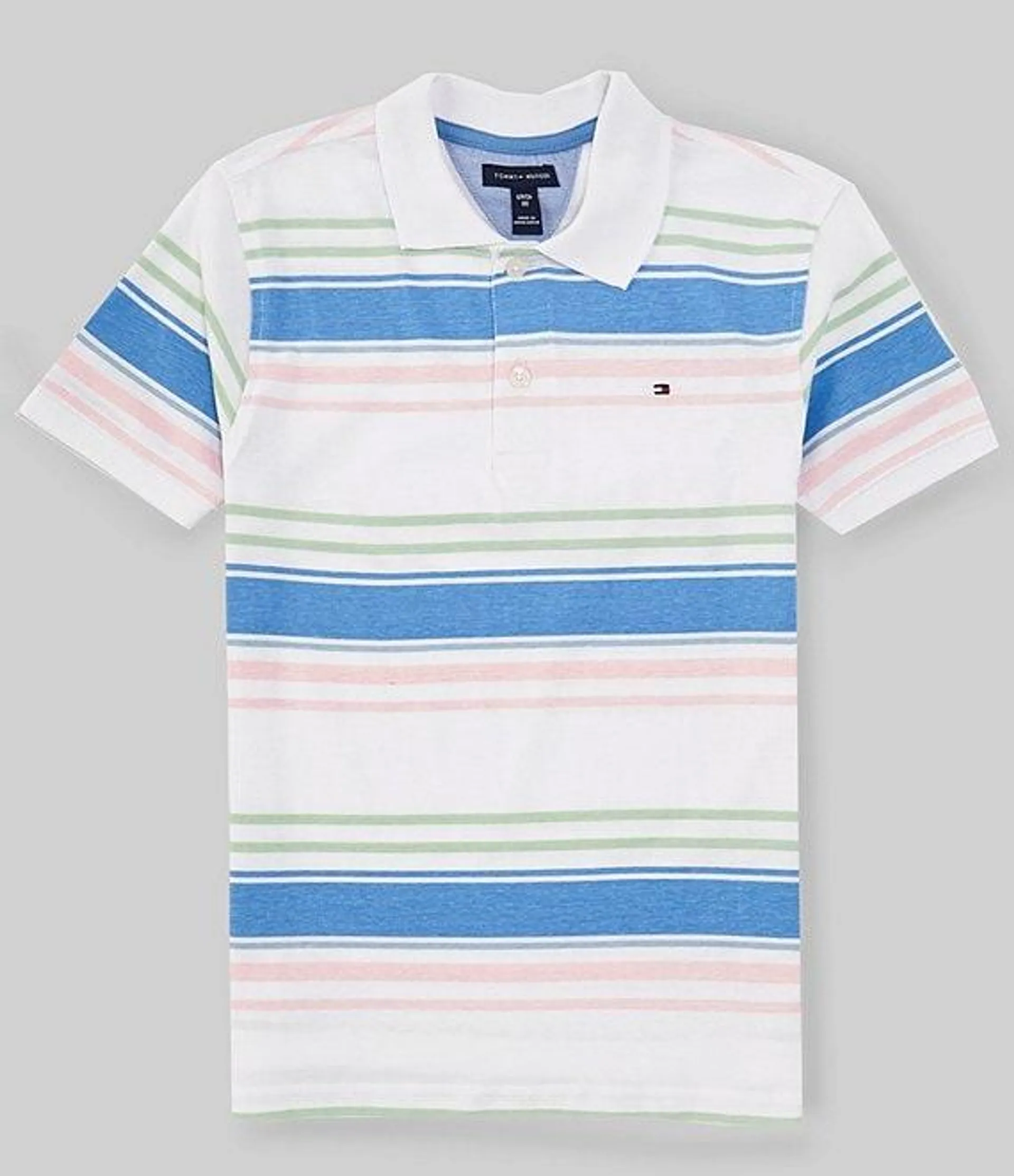 Big Boys 8-20 Short Sleeve Striped Wordmark Polo Shirt