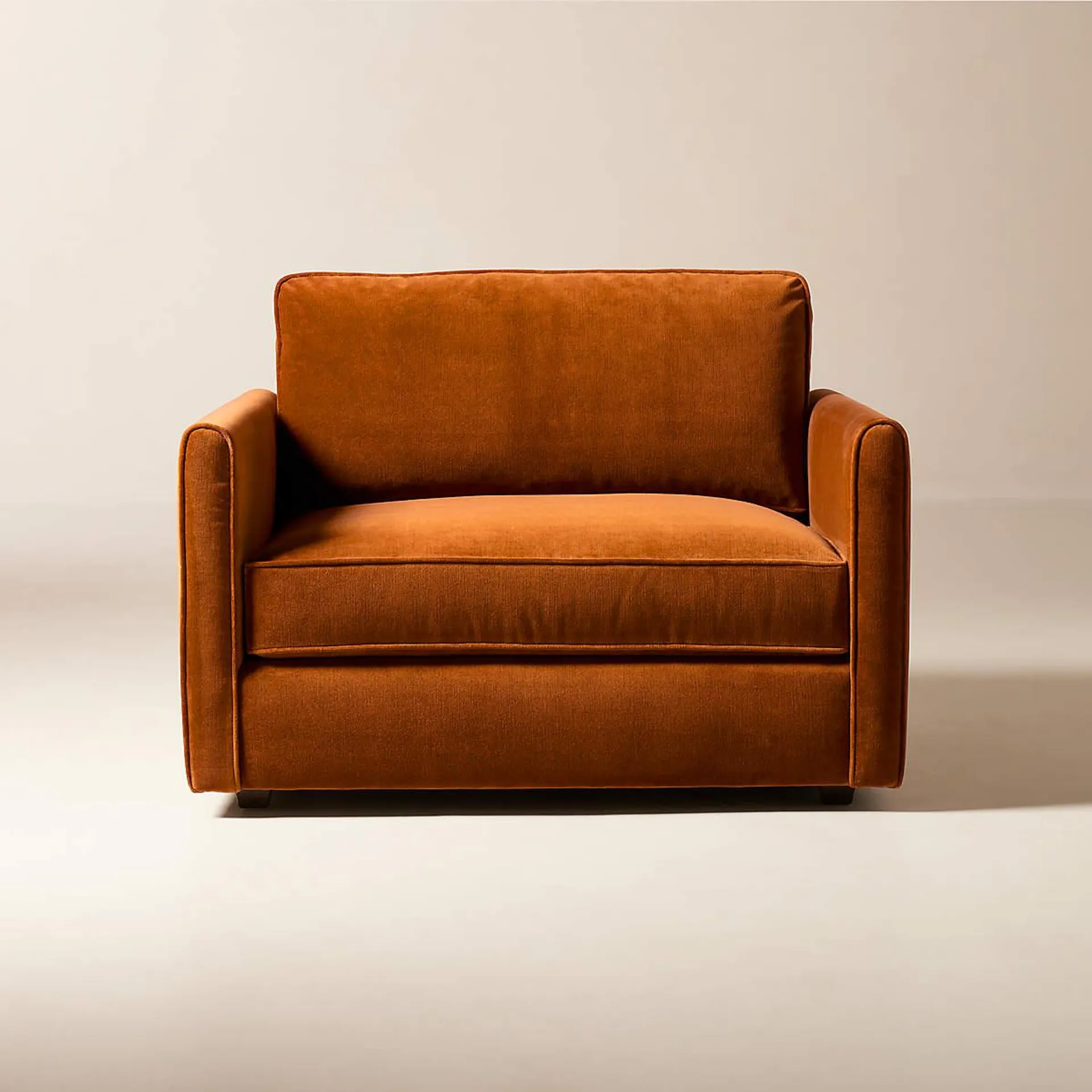 Malea Cognac Brown Velvet Chair and a Half