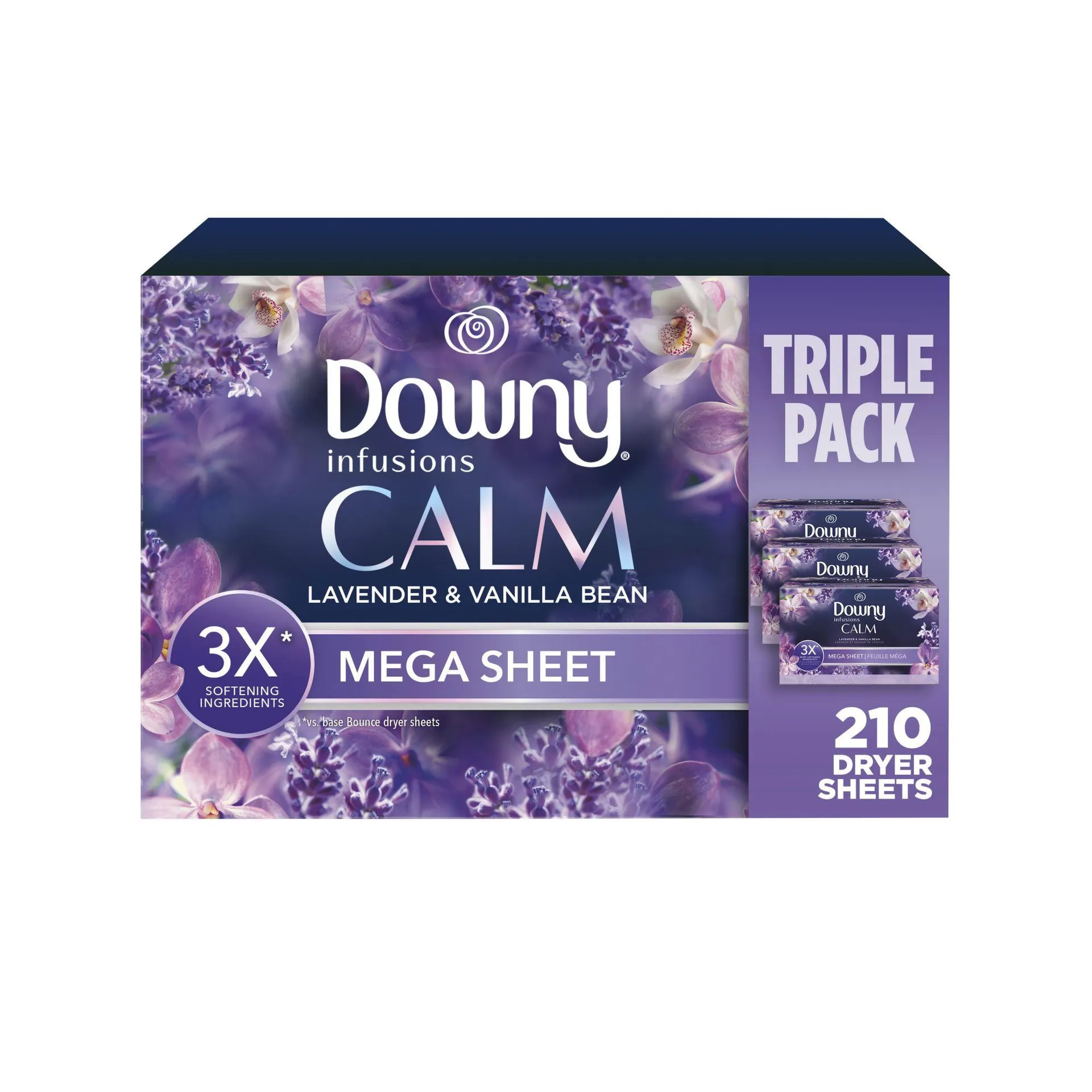 Downy Infusions Calm Mega Dryer Sheets, Lavender and Vanilla Bean, 210 ct.