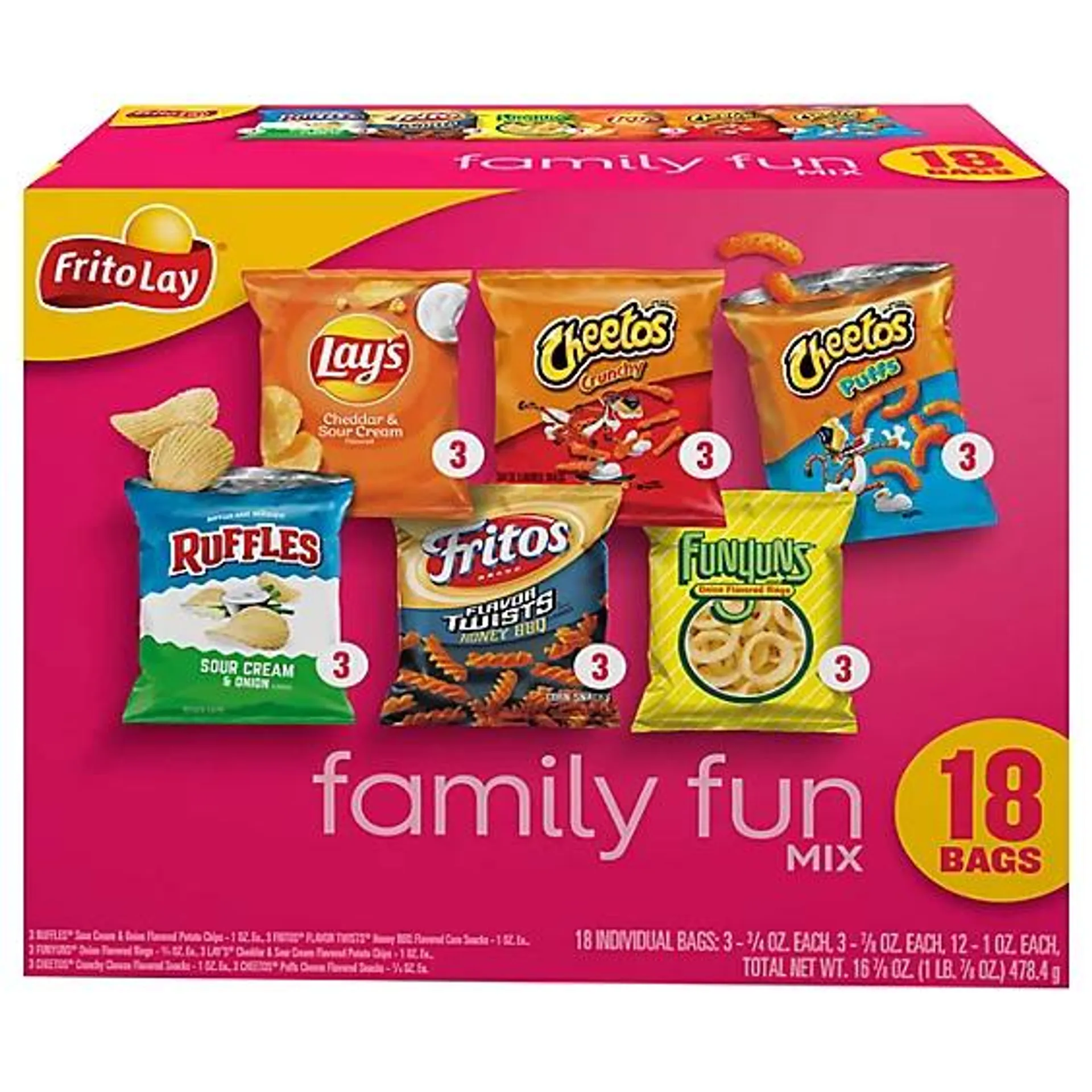 Frito Lay Family Fun Mix Variety Pack - 18 Count