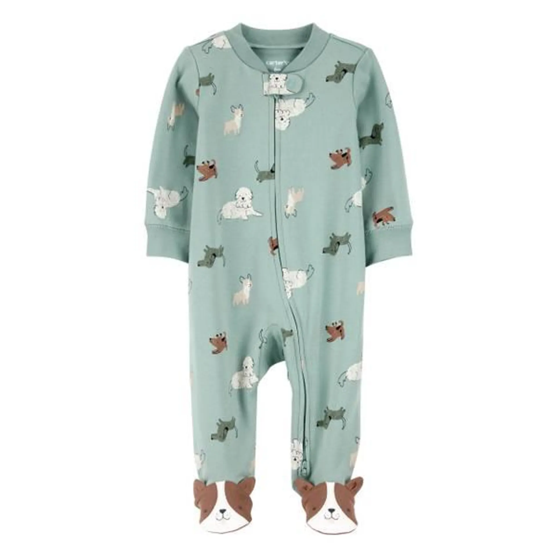 Infant Boy's Dog Print 2-Way Zip Cotton Sleep and Play Pajamas