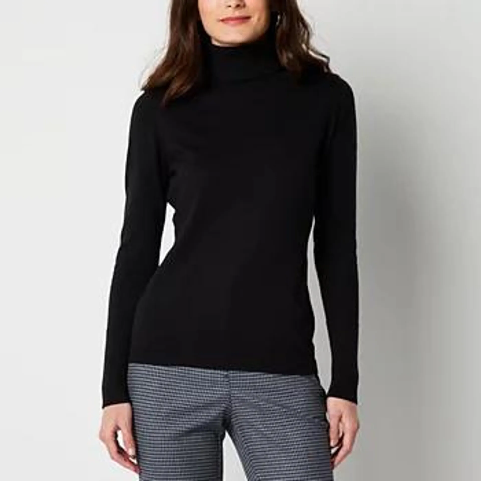 Worthington Womens Turtleneck Long Sleeve Pullover Sweater