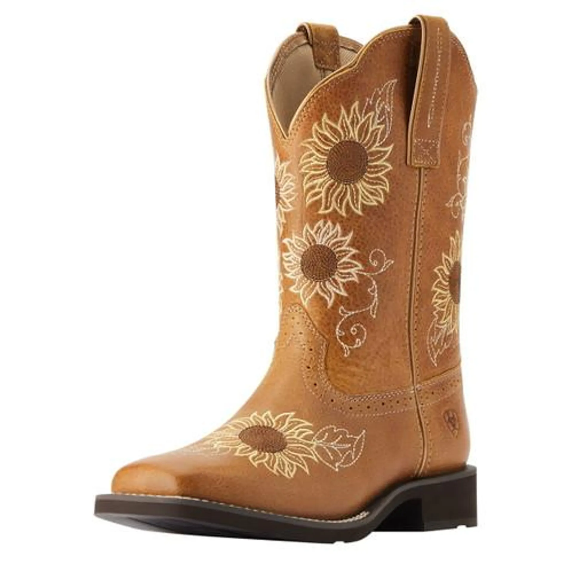 Ariat Womens Sanded Tan Heartland Blossom Fatbaby Square Toe Boots