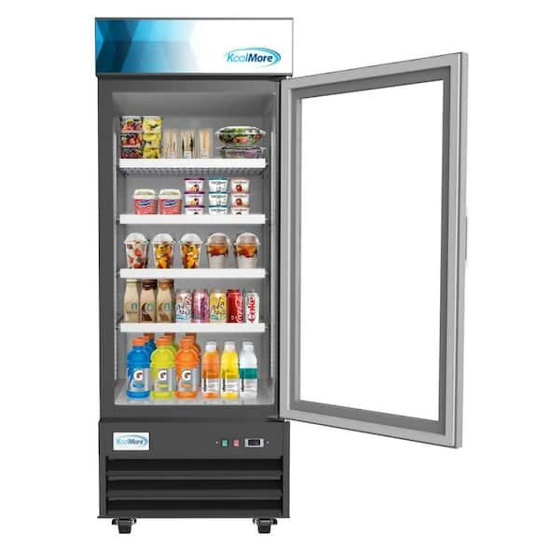 23 cu. ft. Commercial Upright Display Refrigerator Glass Door Merchandiser with LED Lighting in Black