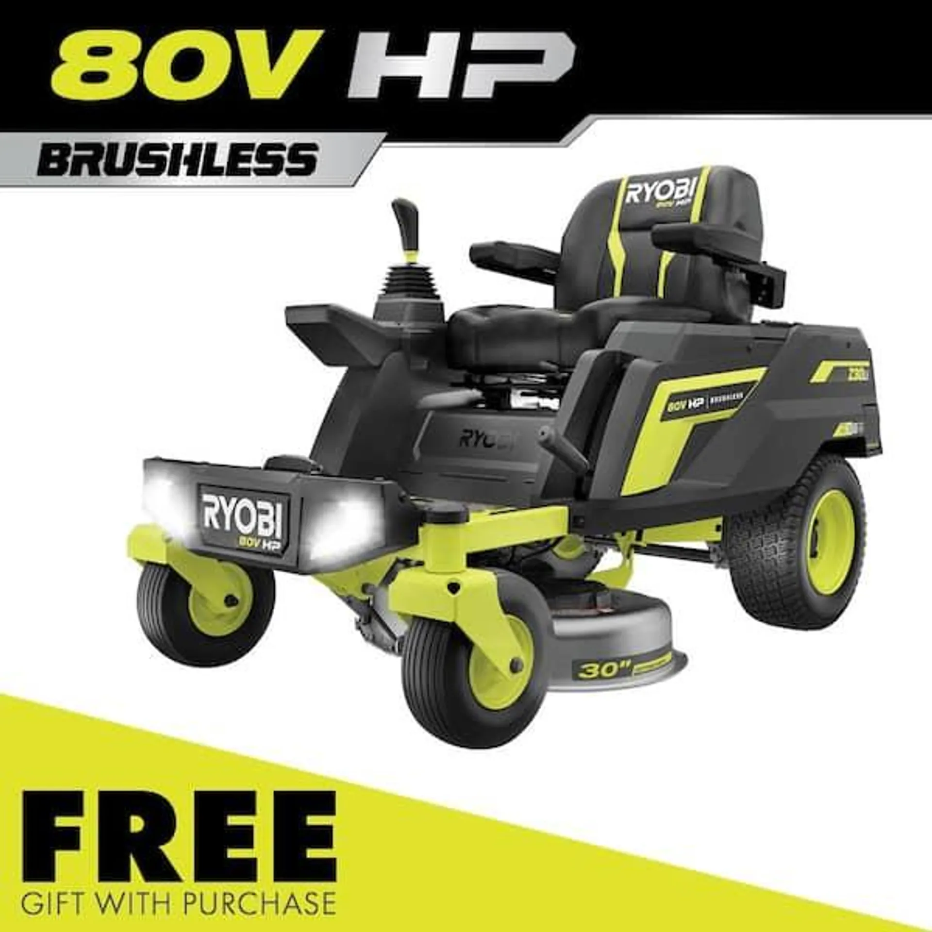 80V HP Brushless 30 in. Battery Electric Cordless Zero Turn Riding Mower with (2) 80V 10 Ah Batteries and Charger