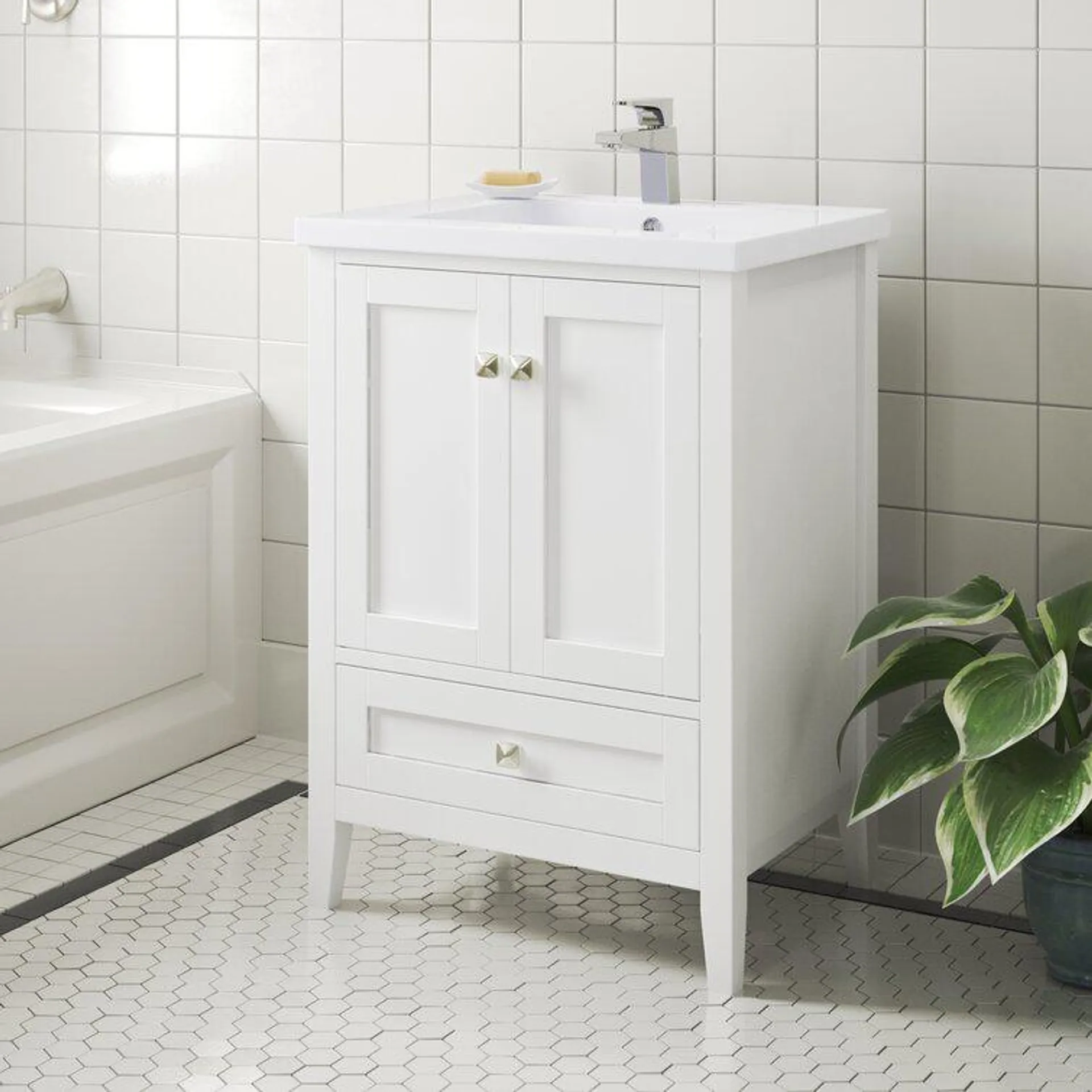 Modena 24'' Free-standing Single Bathroom Vanity with Resin Vanity Top