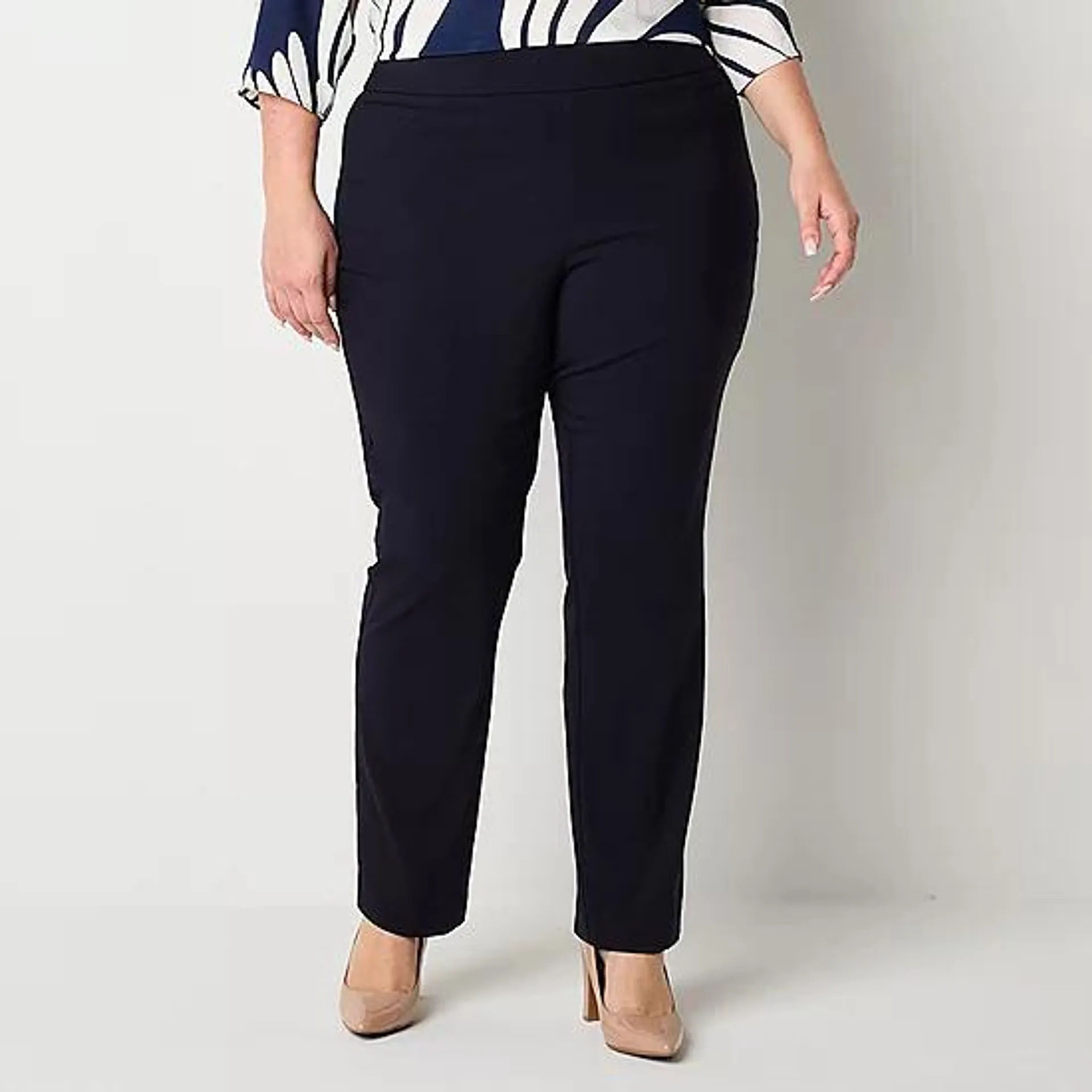 Liz Claiborne Lisa Womens Mid Rise Straight Pull-On Pants