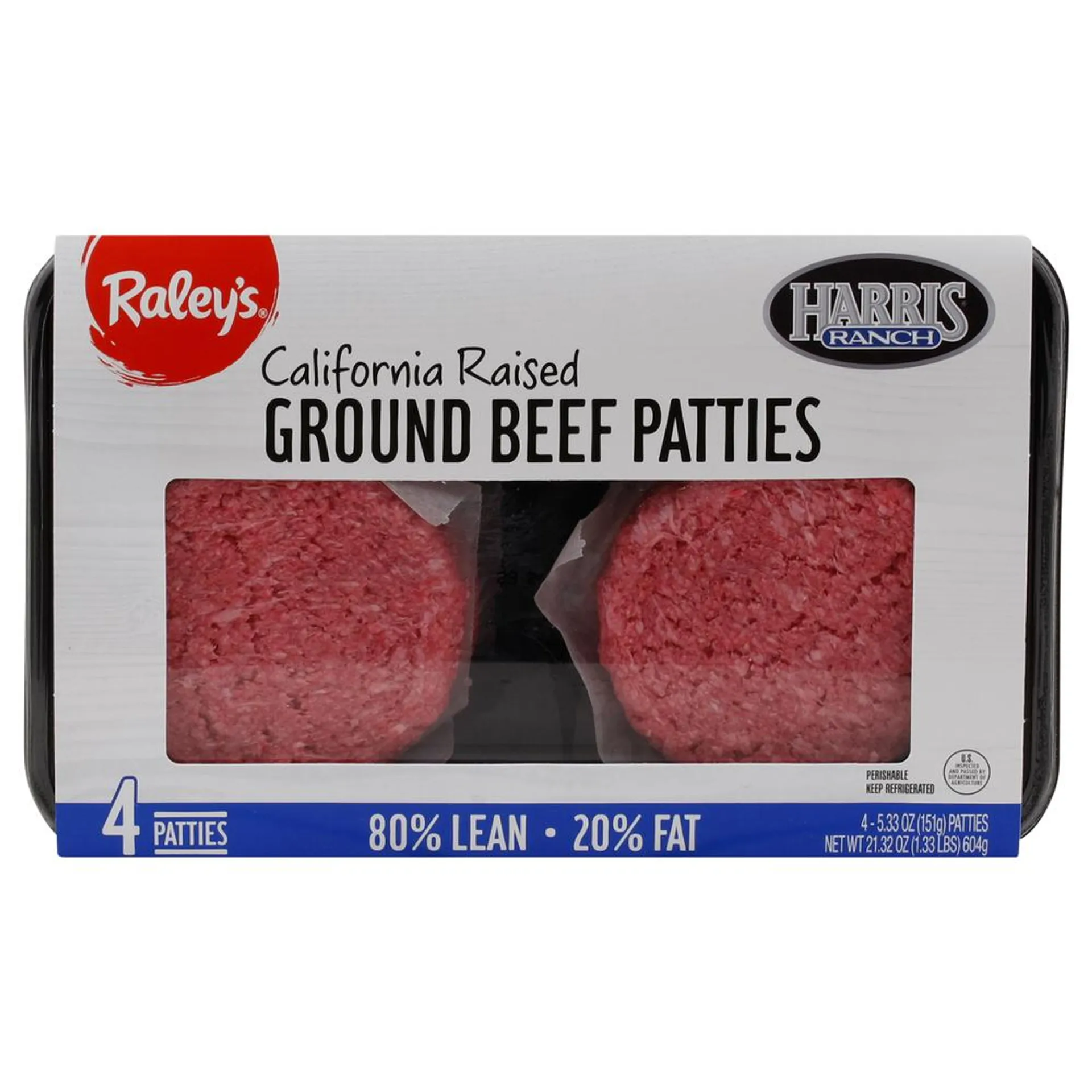 Raley's Beef Patties, Ground, California Raised
