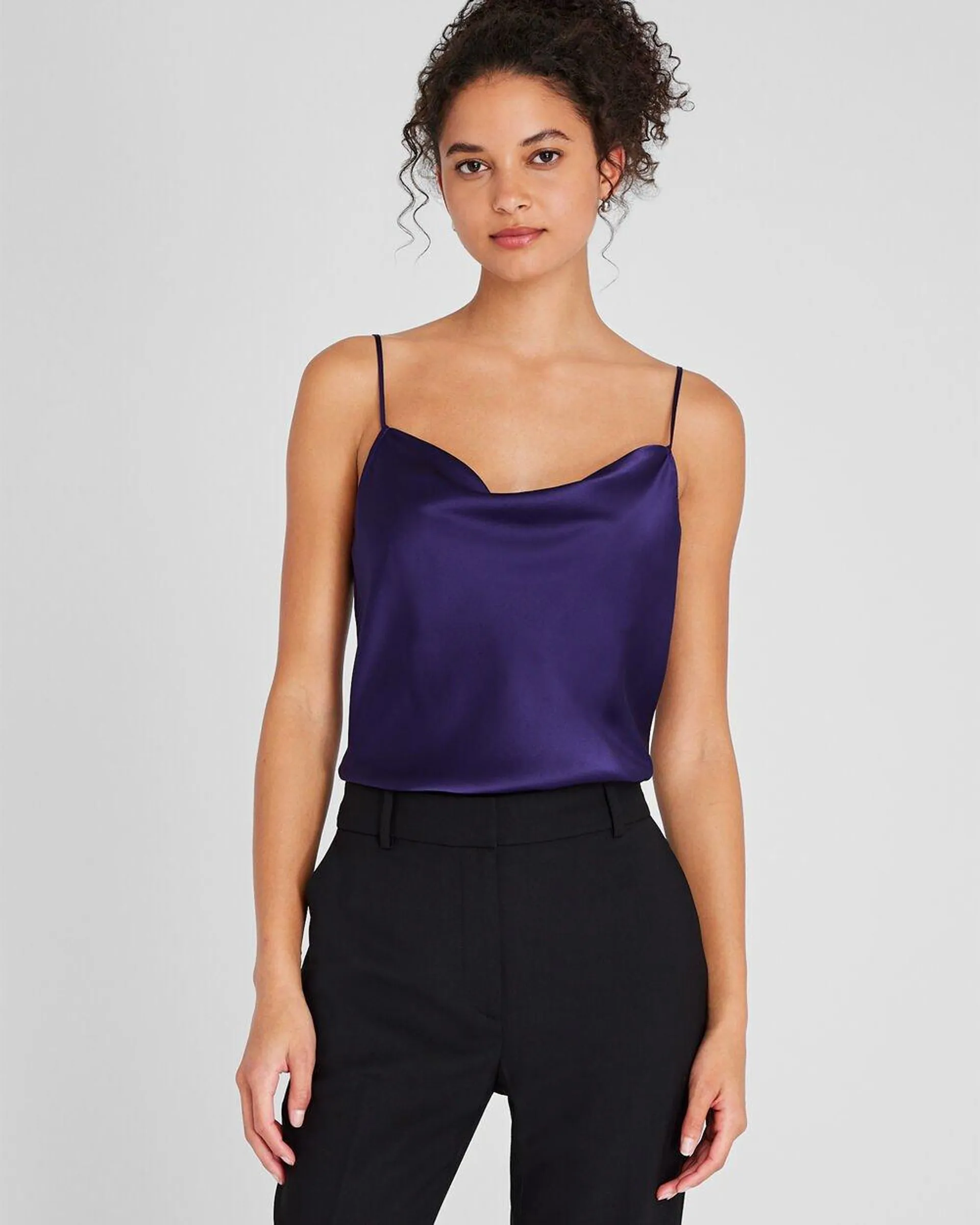 Silk Charmeuse Cowl Neck Cami