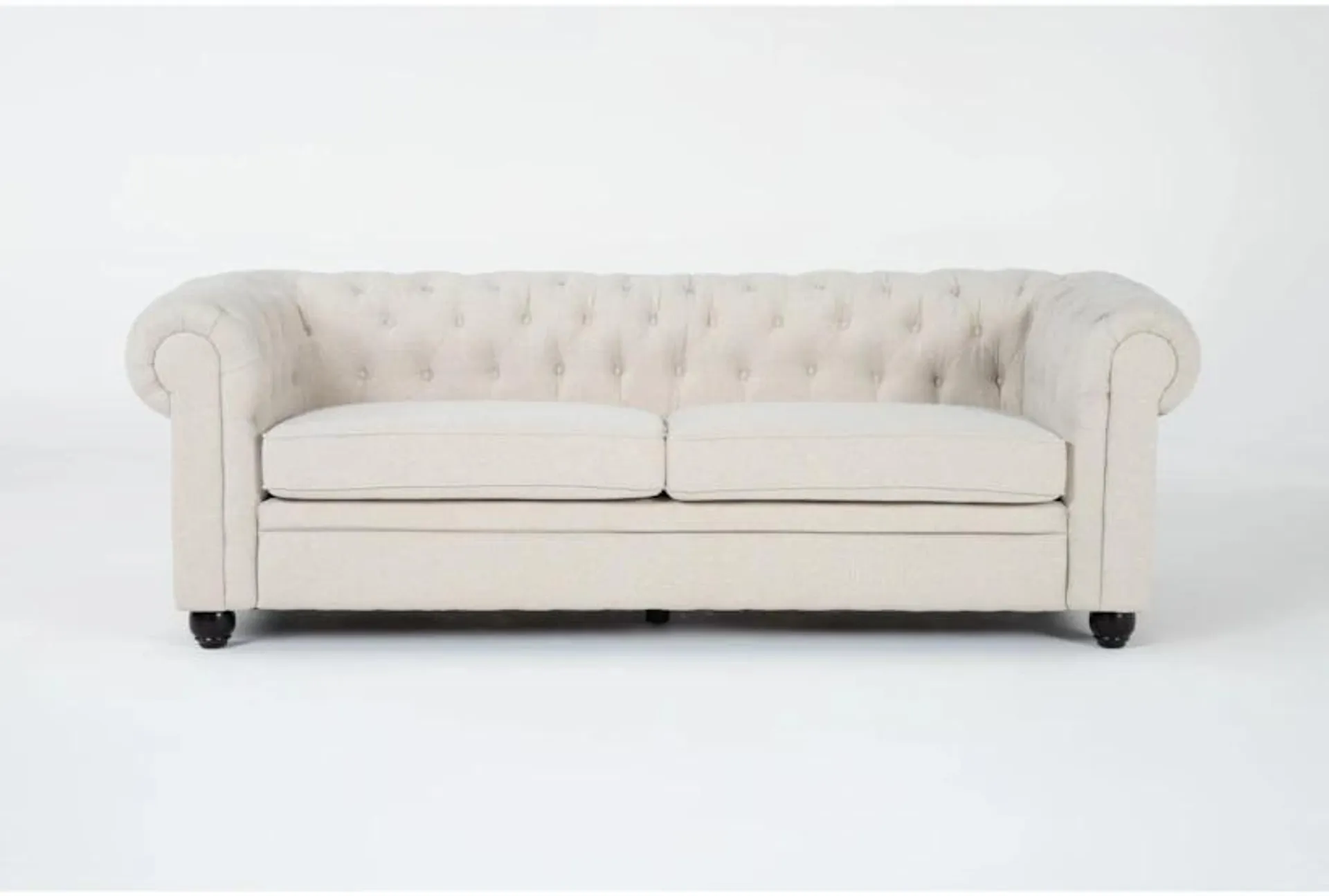 Elis Beige Fabric Wheat 92" Chesterfield Sofa