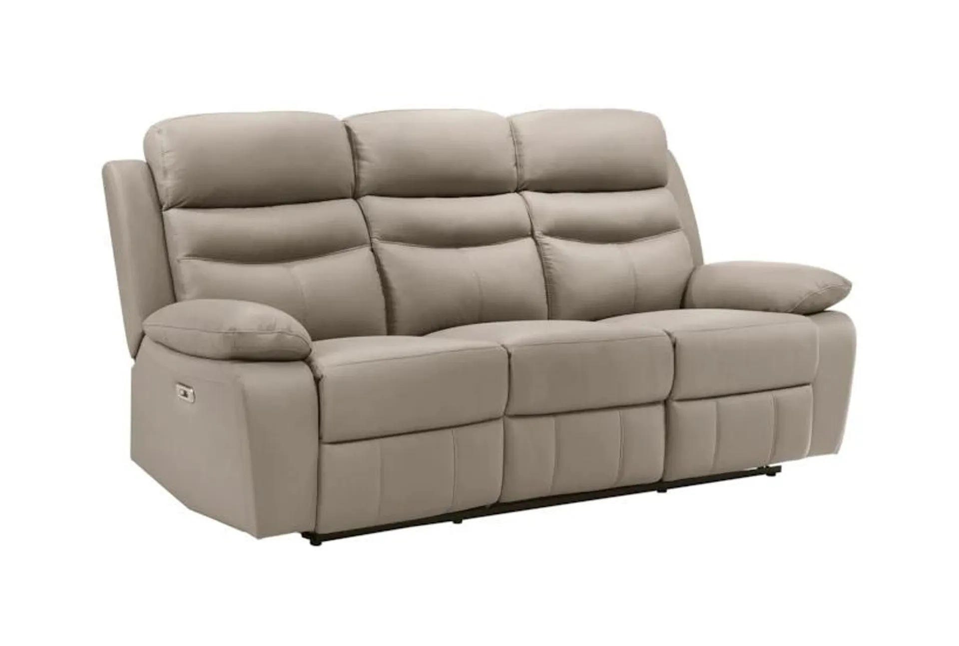 Marigold Latte Beige Leather 86" Power Reclining Sofa With USB