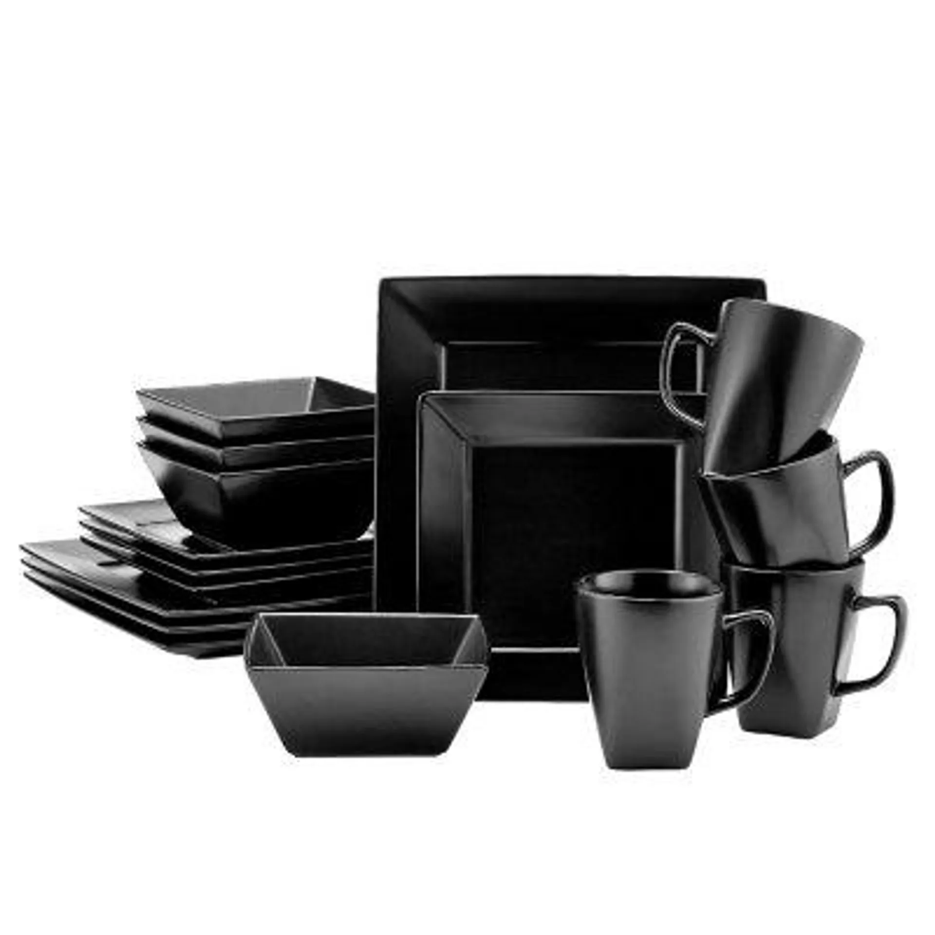 Over&back 16-Piece Square Stoneware Dinnerware Set