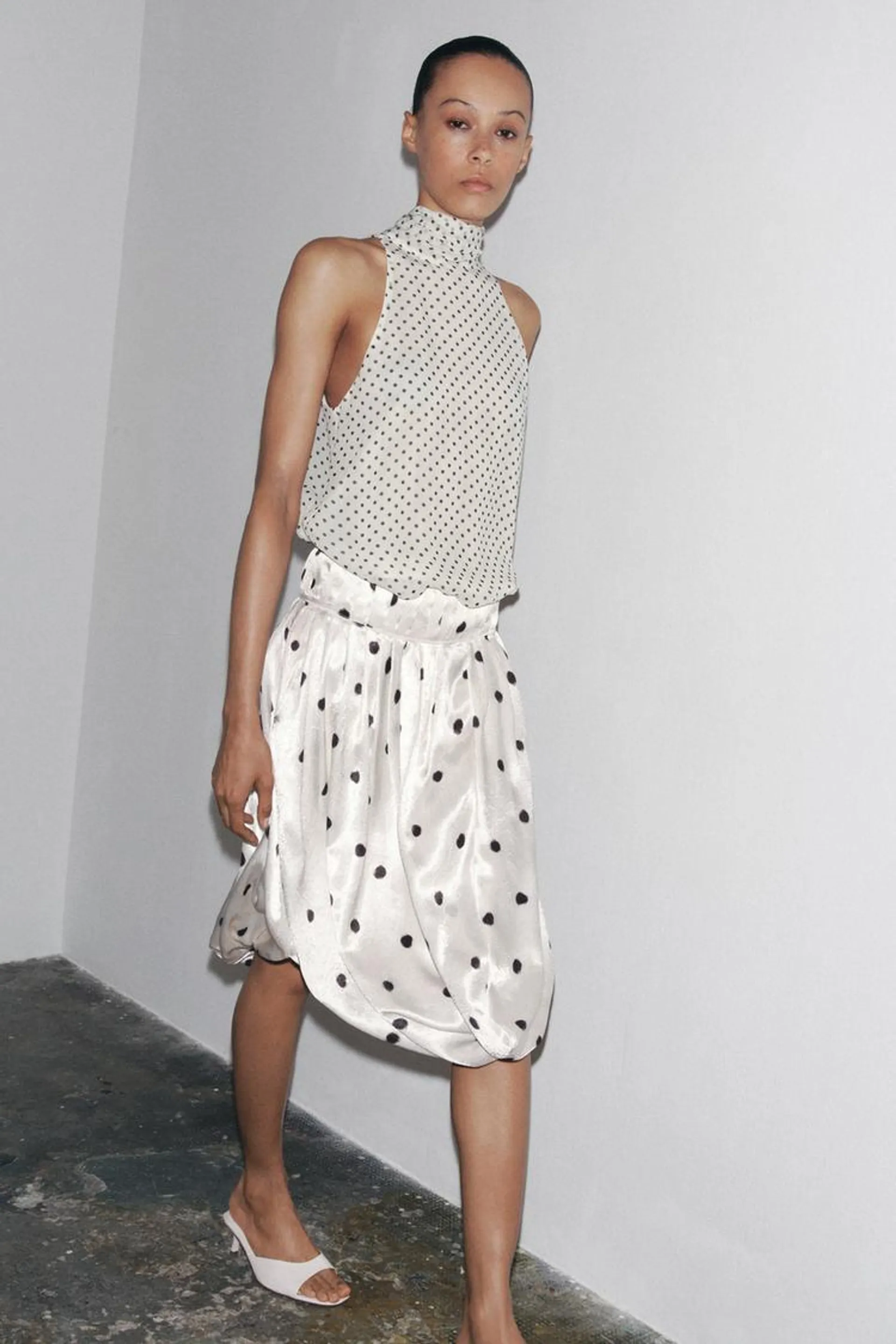 ZW COLLECTION POLKA DOT MIDI SKIRT