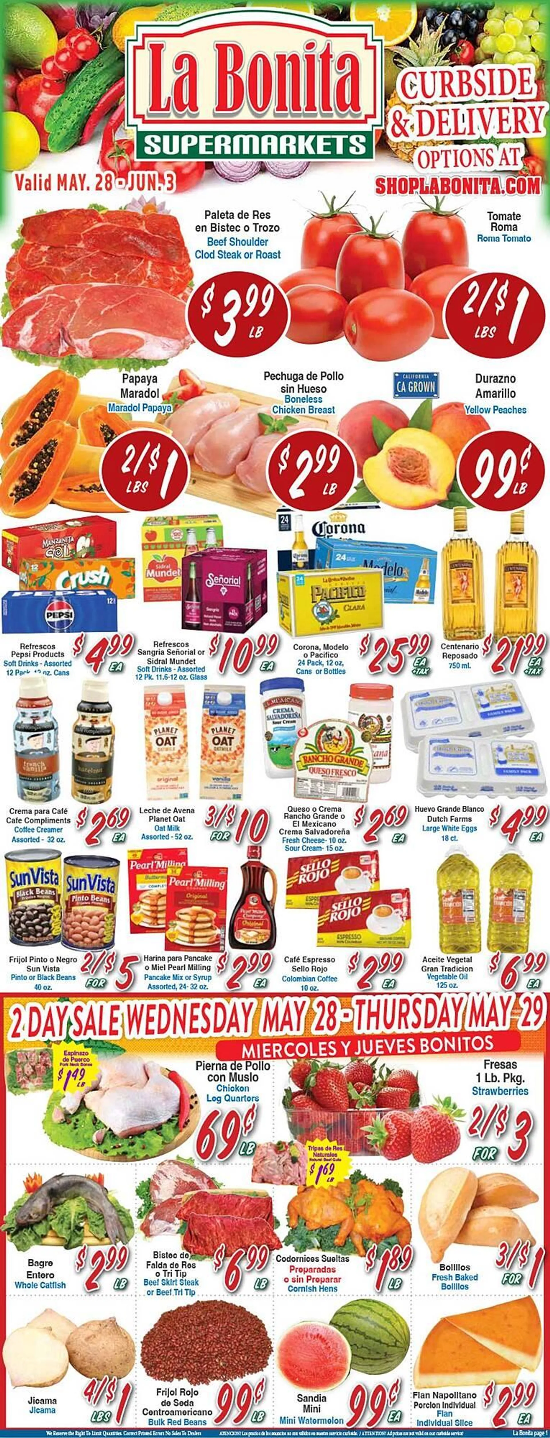 Weekly ad La Bonita Supermarkets Weekly Ad from May 28 to June 3 2025 - Page 1